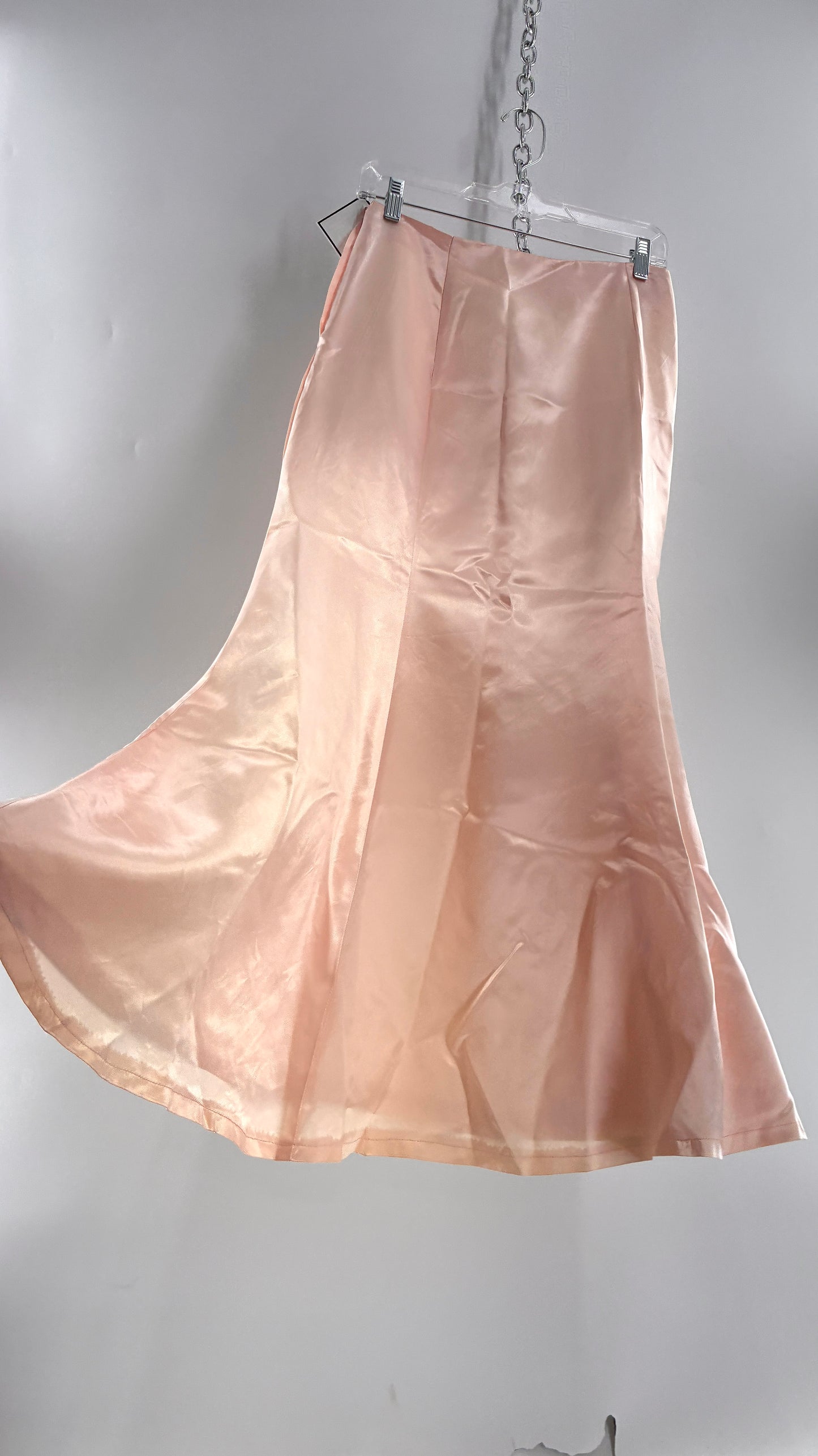 Vintage Peach Toned Satin Handmade Mermaid Style Paneled Skirt