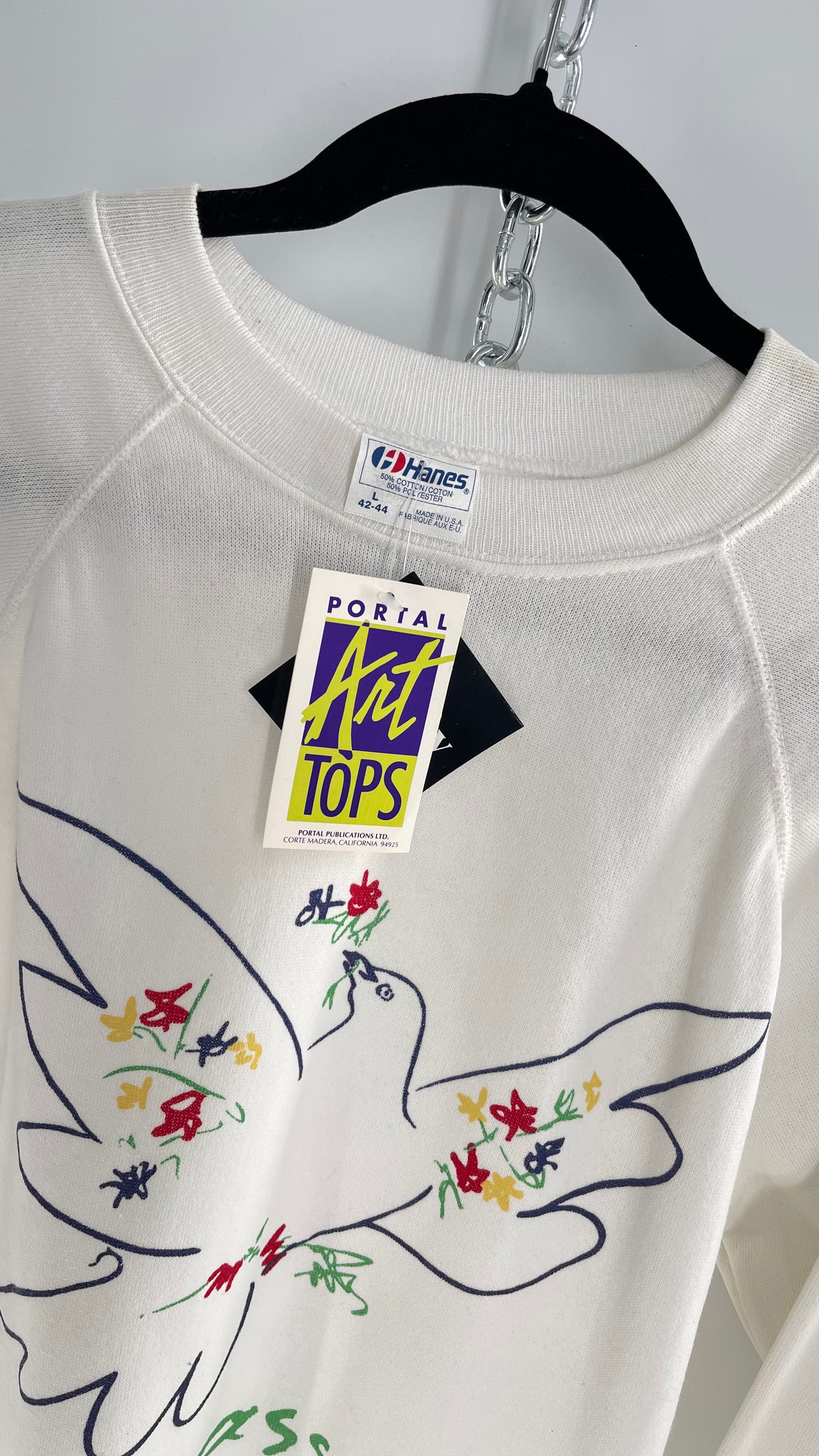 Deadstock Vintage Picasso Dove Doodle Crewneck Portal Art Tops Tag (Large)