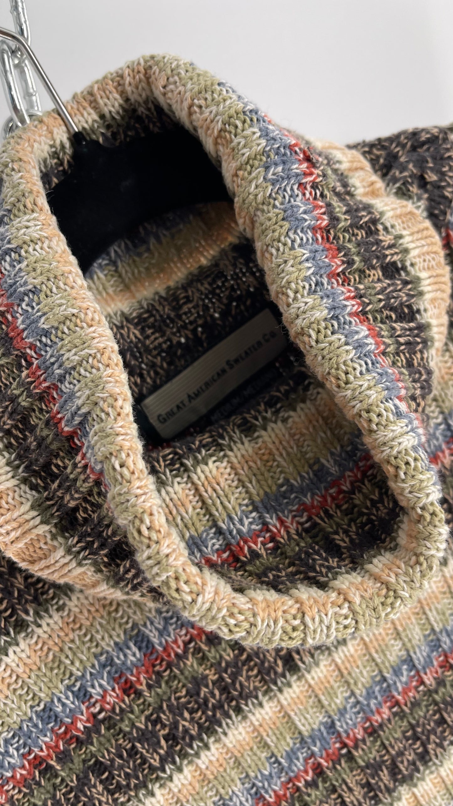 Great American Sweater Co Striped Thick Knit Turtleneck (Medium)