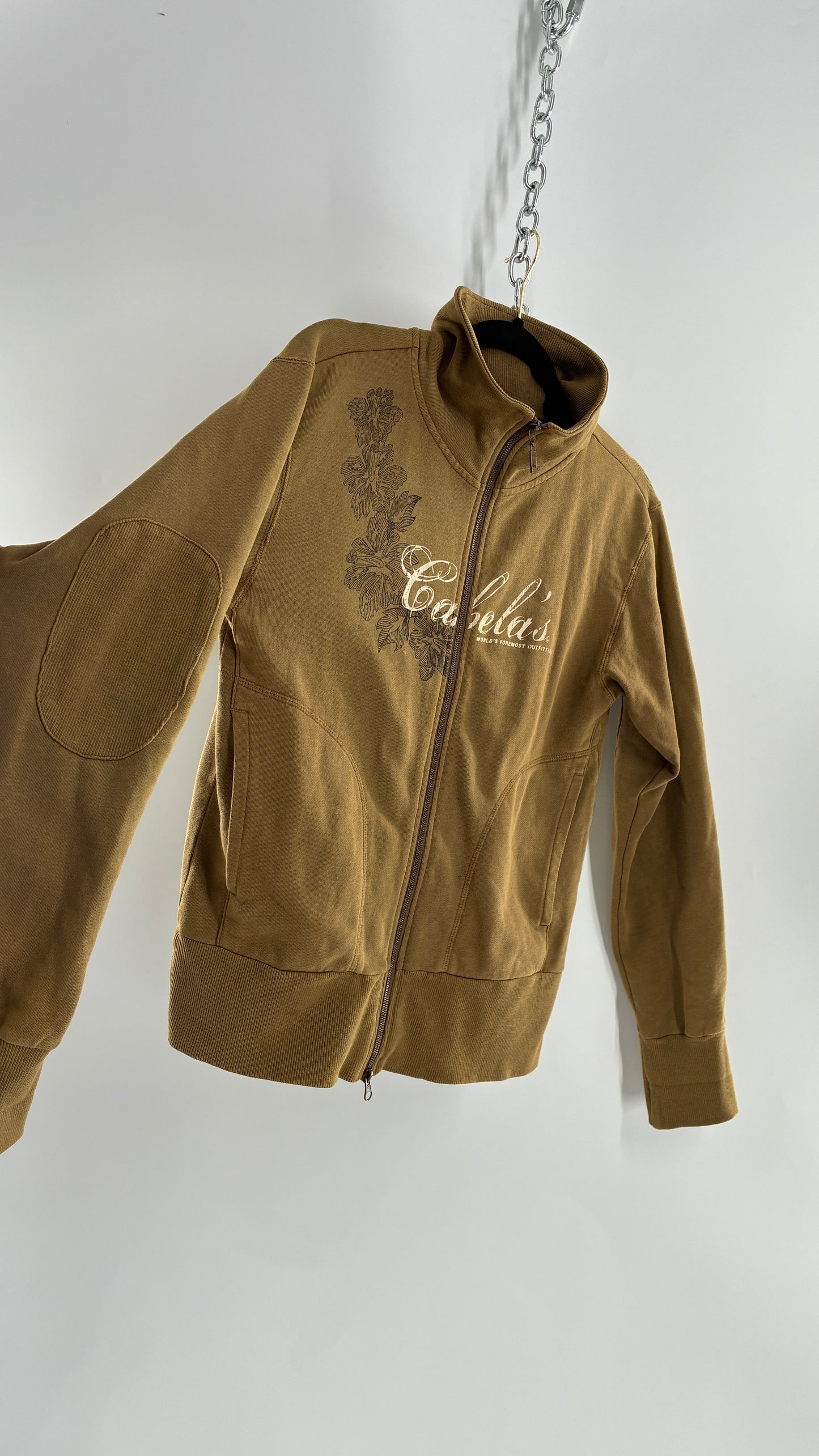 Vintage Cabela’s Tan Zip Front with Patch Details and 2000s Graphic (Large)