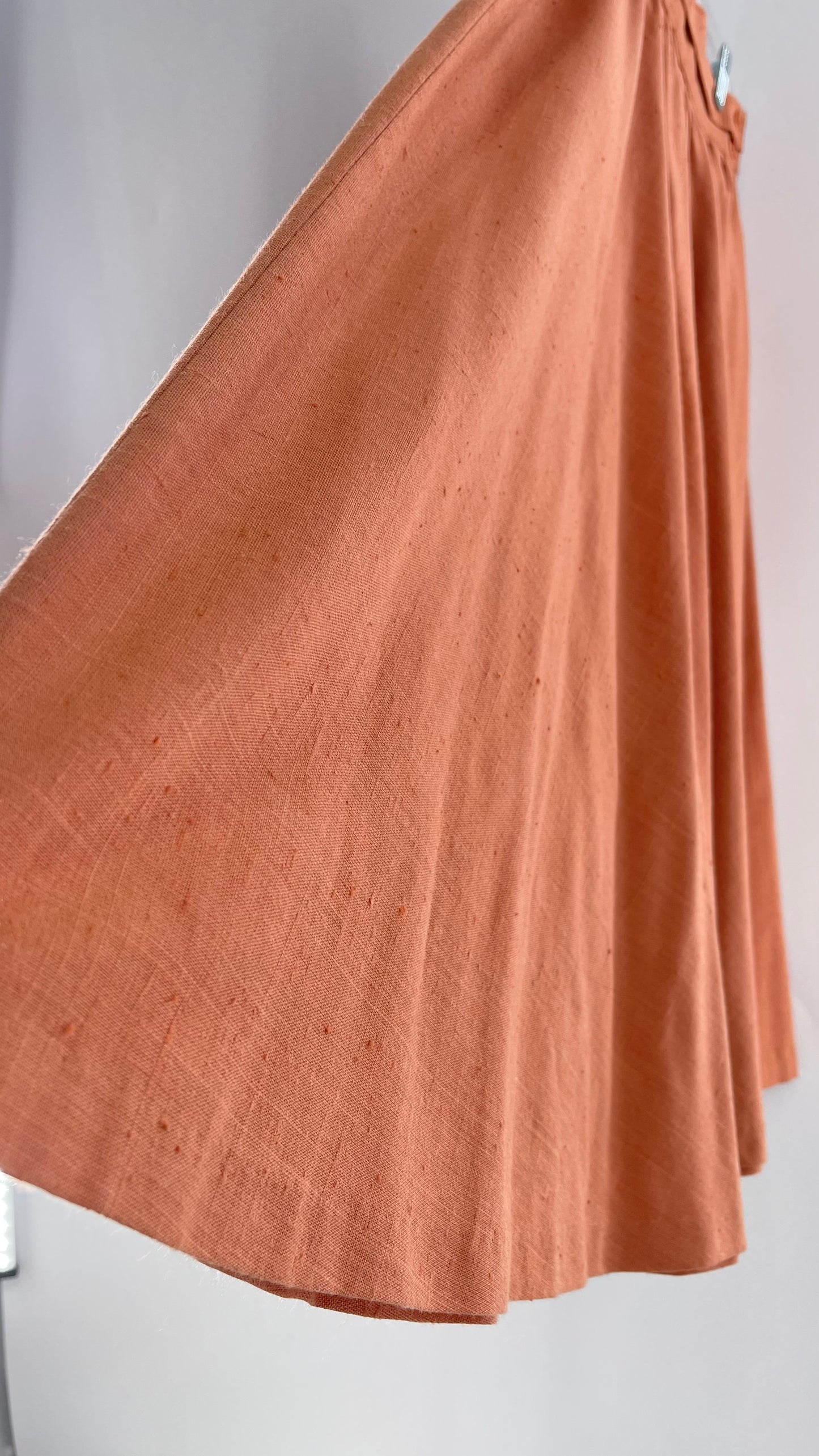 Vintage David N Linen Look Apricot Pink/Orange Circle Skirt with Pockets (9/10)