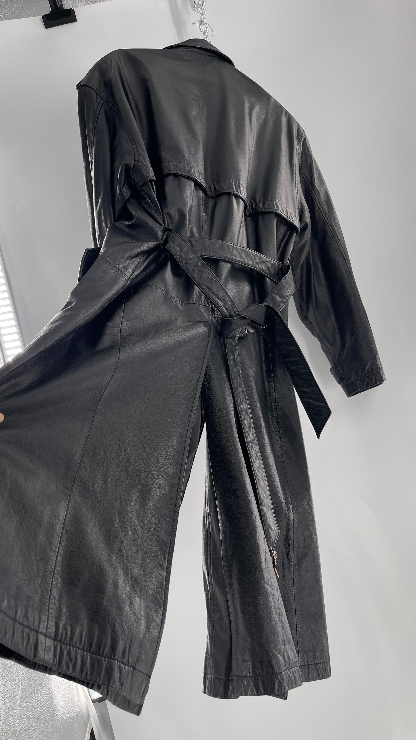 Georgetown Vintage Black Leather Trench Coat (Medium)