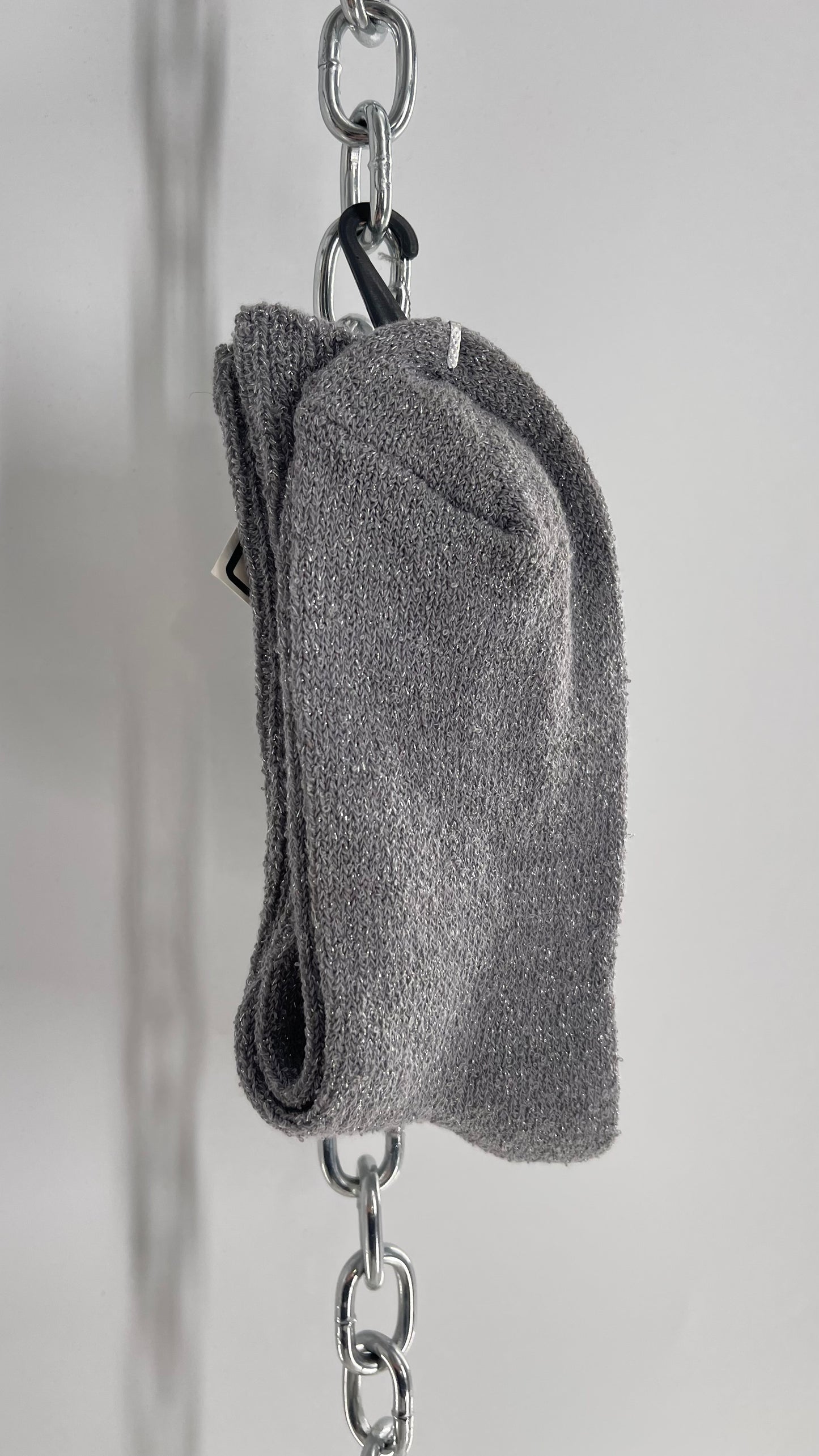 Free People Grey Glitter Crew Socks