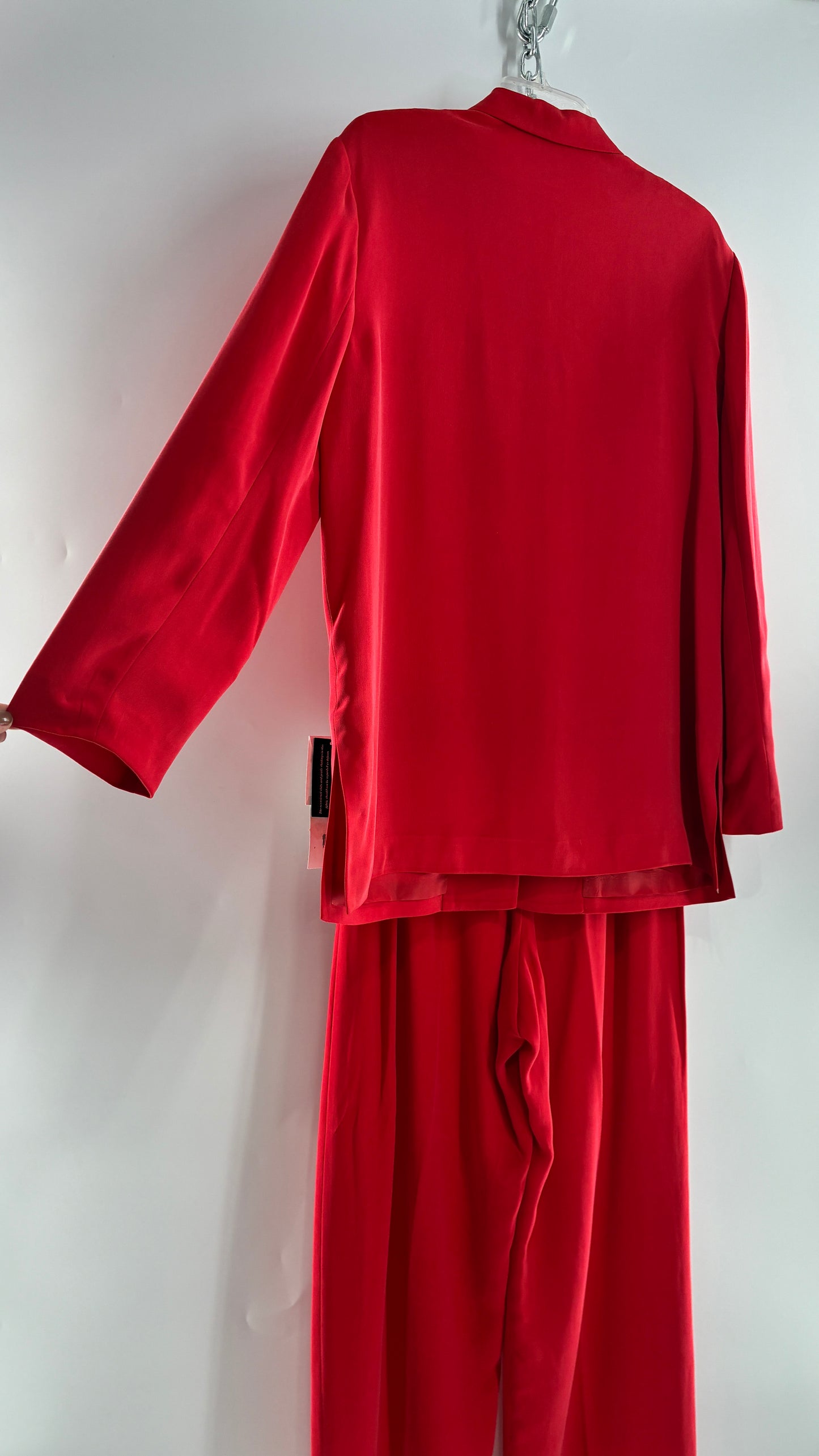 Vintage Josephine Chaus Cayenne 100% Silk Power Blazer and Wide Leg Trouser Set (12)