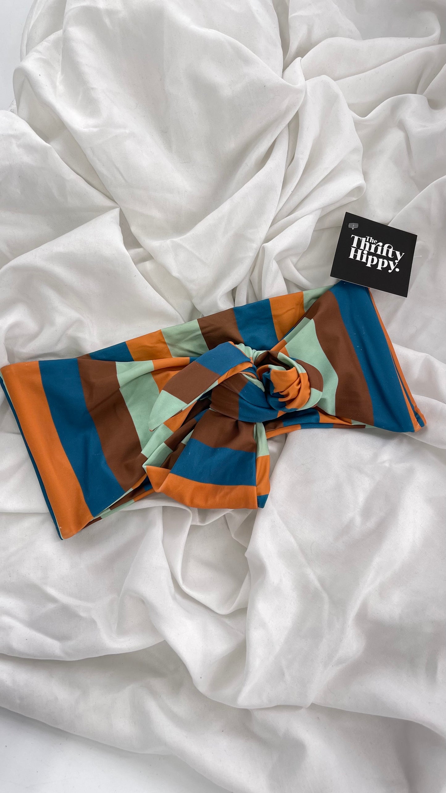 GILLIA swim Striped Bandeau Swim Top (Small)
