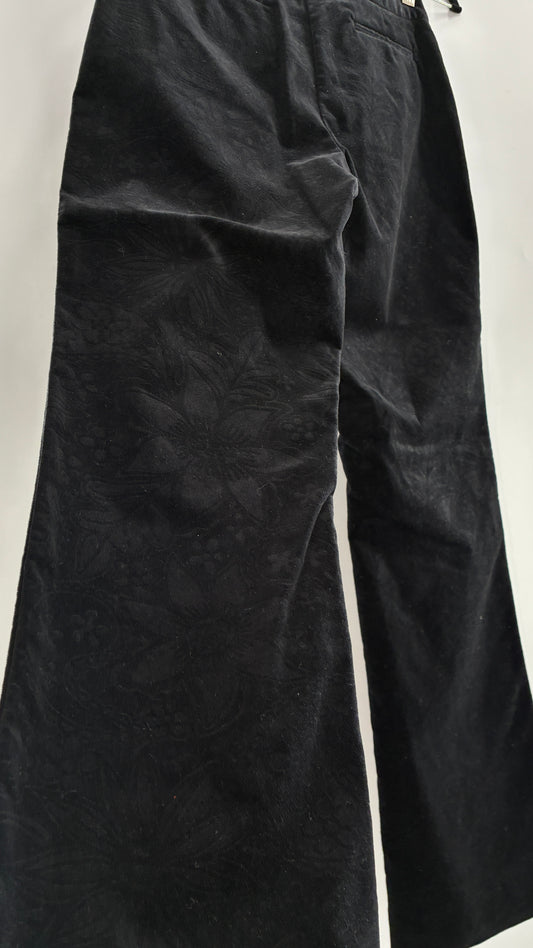 Deadstock Vintage 2000s Lilly Pulitzer Black Velvet Embossed Floral, Side Closure Pants (4)
