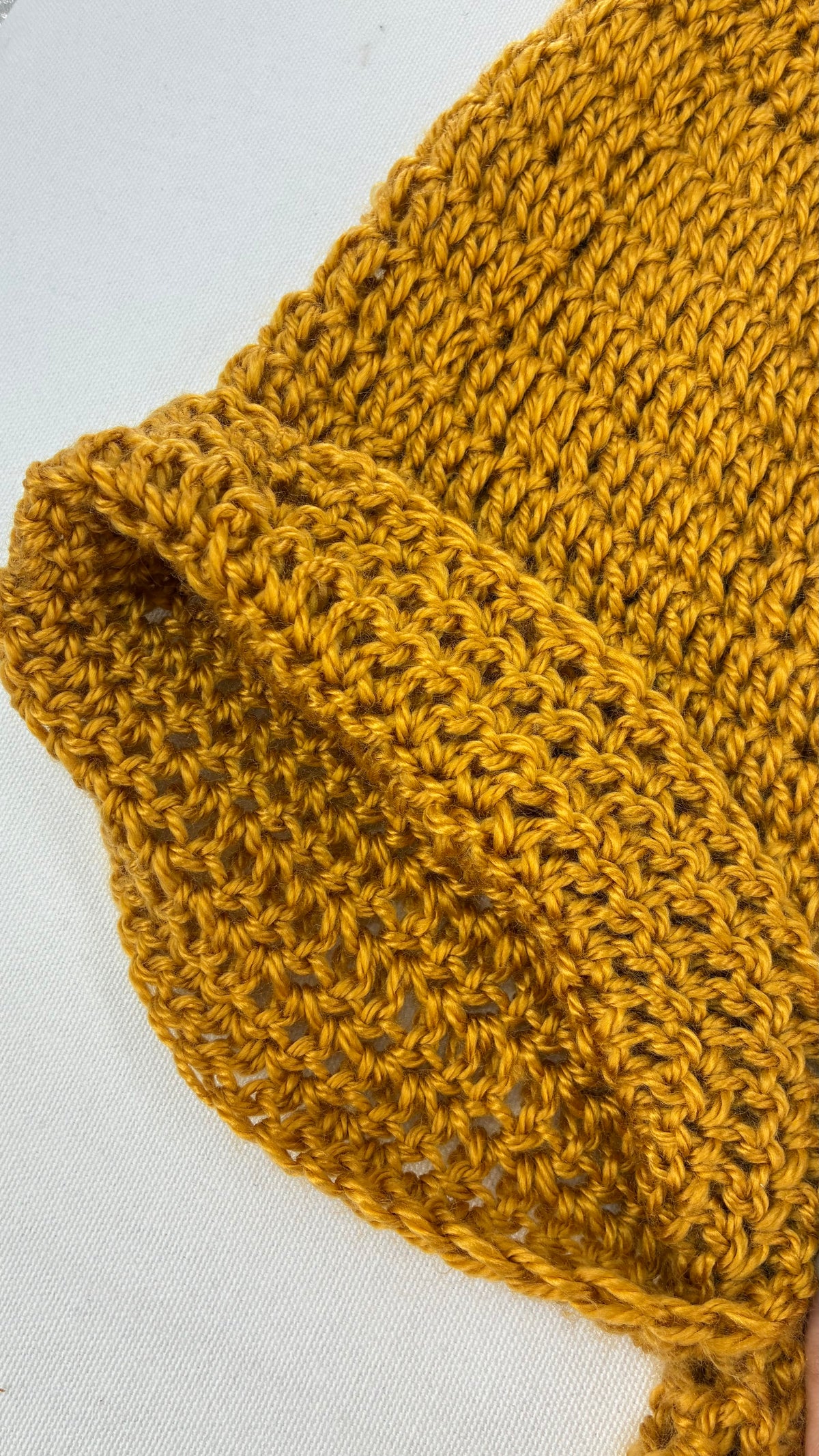Vintage AUDRIE DESIGNS Mustard Crochet Bell Sleeve Duster Sweater Gown, Hand Knit (OS)