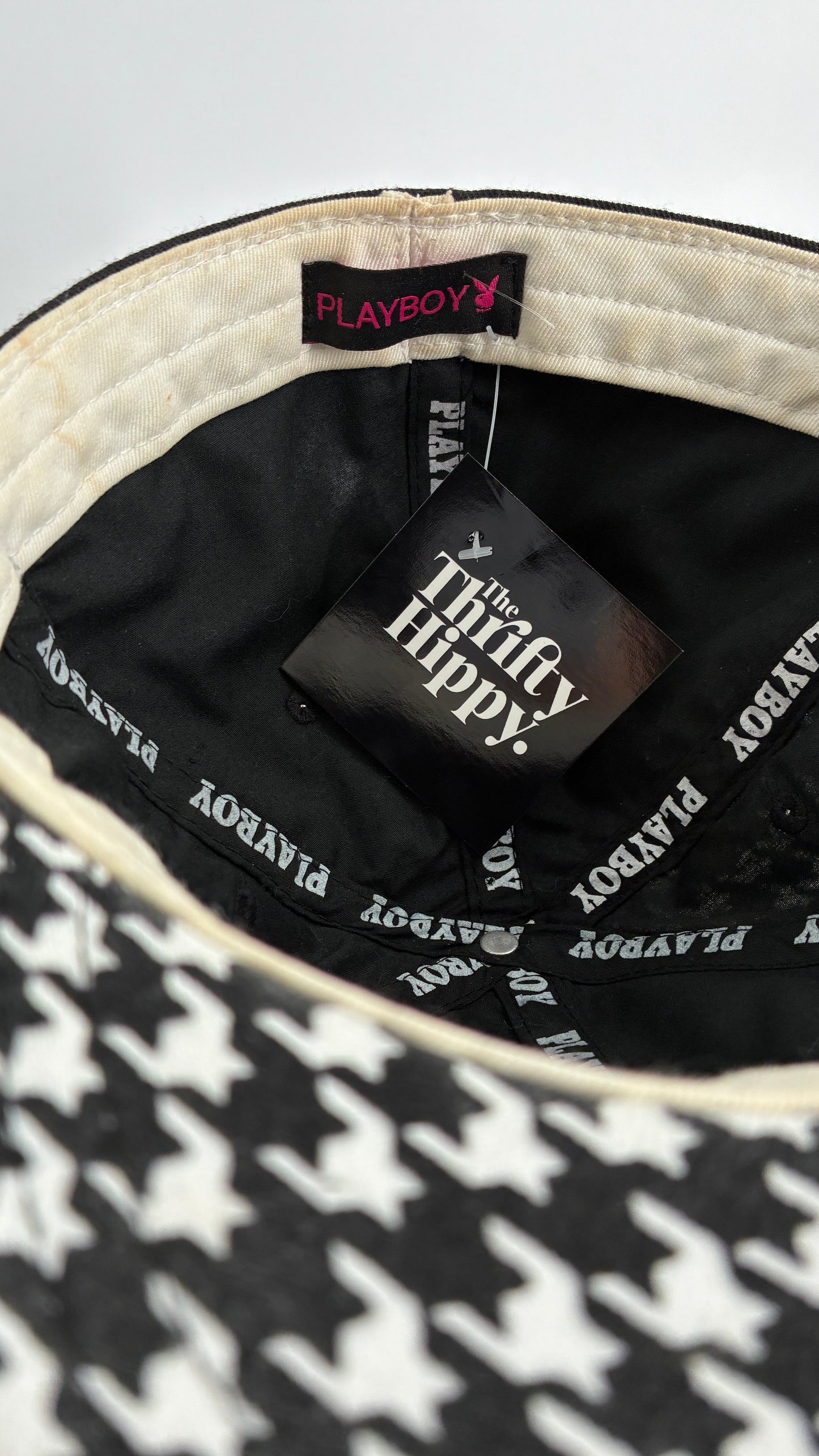 RARE Vintage PLAYBOY Embroidered Houndstooth Hat