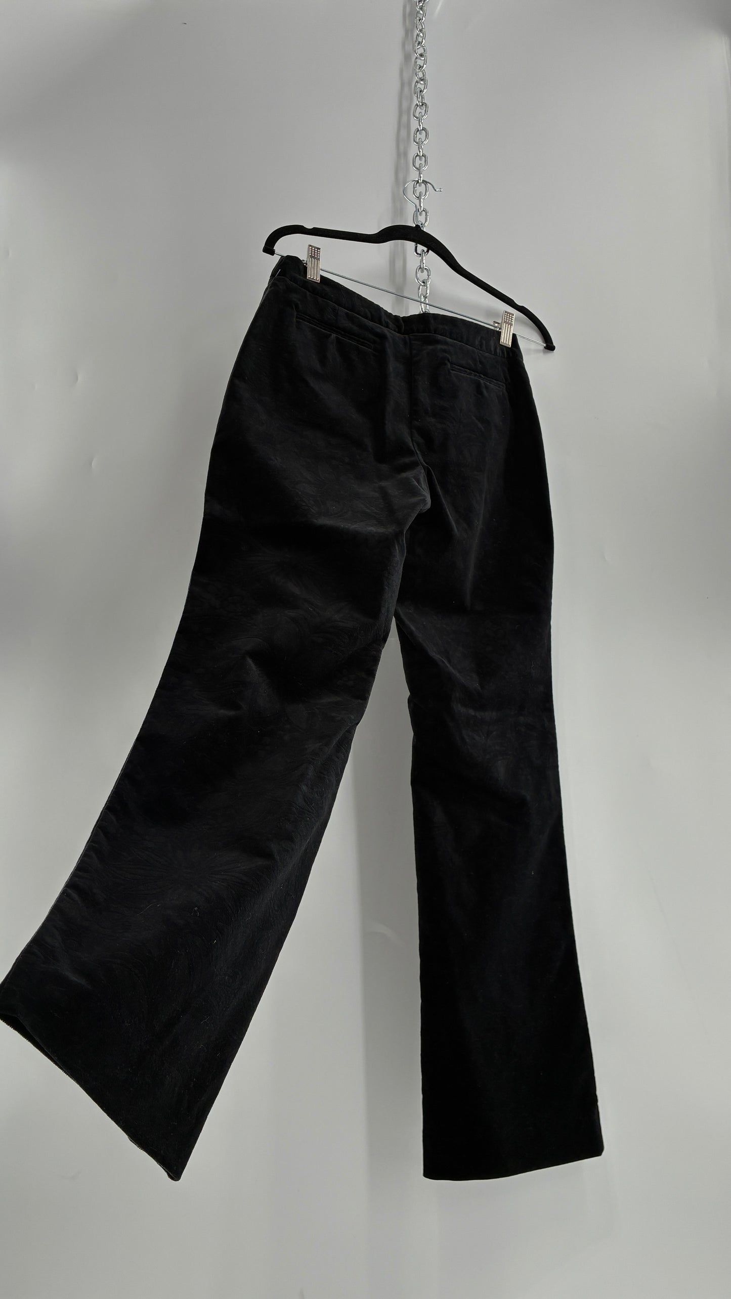 Deadstock Vintage 2000s Lilly Pulitzer Black Velvet Embossed Floral, Side Closure Pants (4)