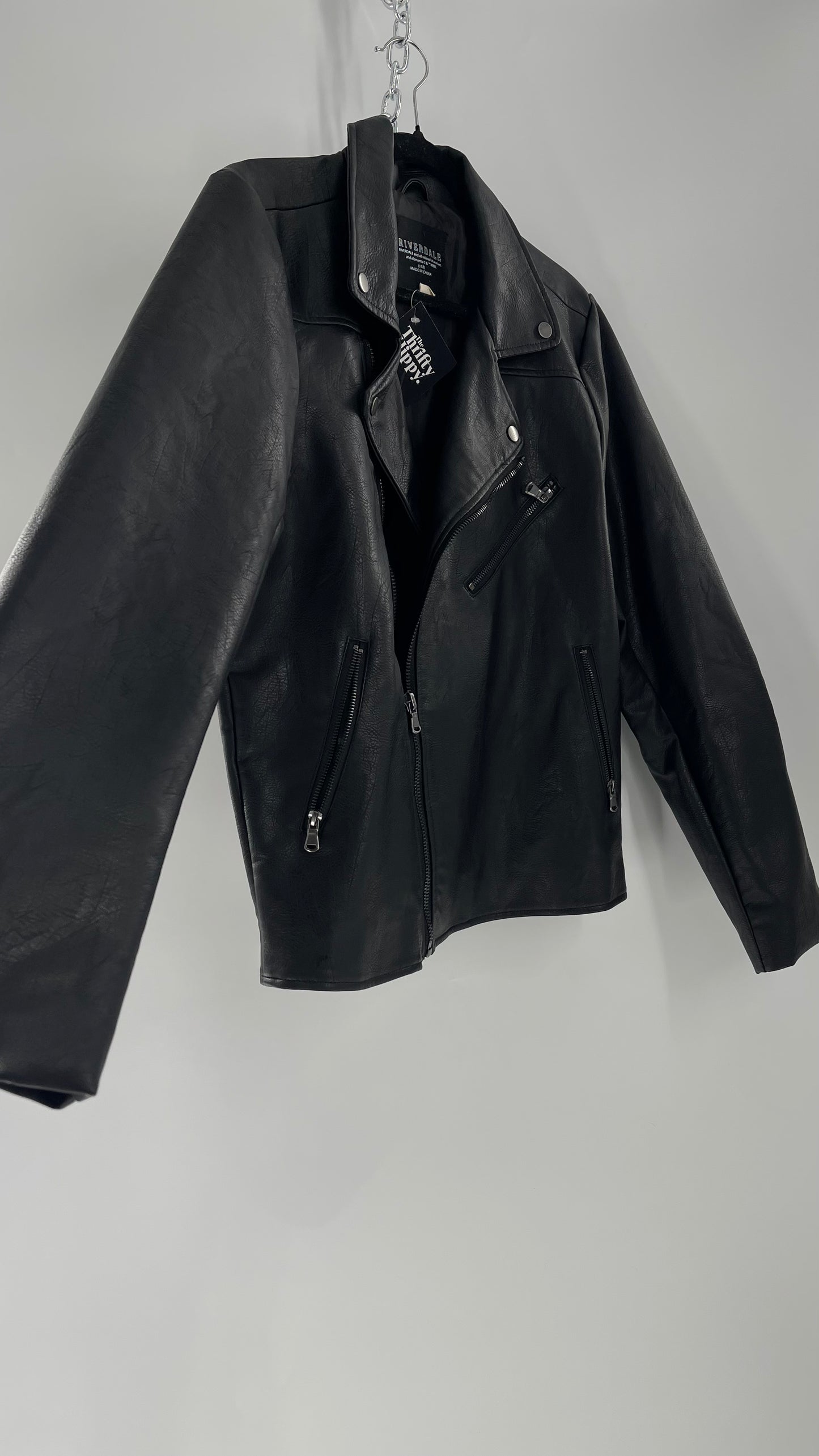 Riverdale Vegan Leather Jacket with Southside Serpents Embroidered Back (Medium)