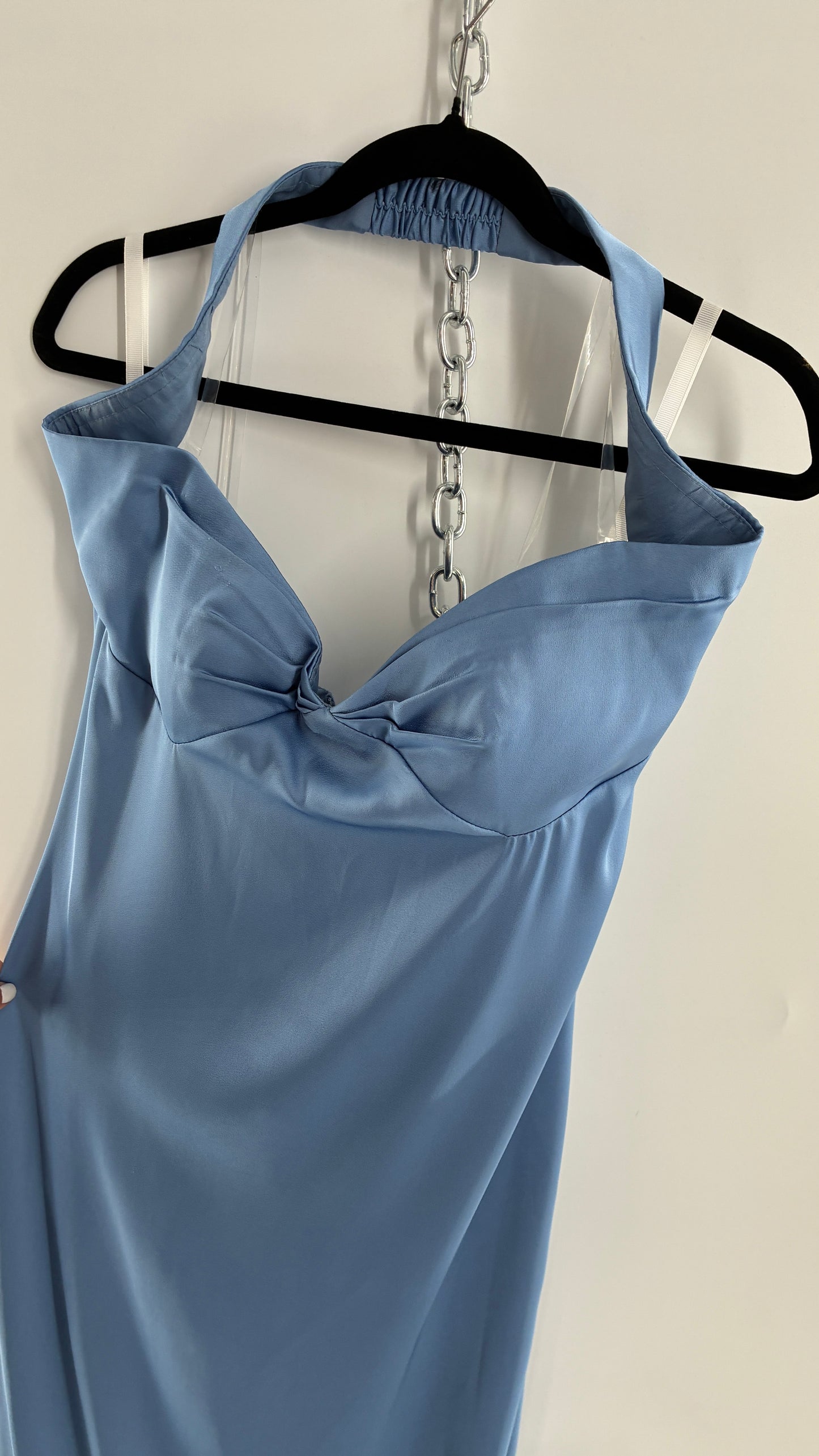 Vintage Powder Blue Full Length Gown with Ruched, Padded Bust and Tags Attached (4)