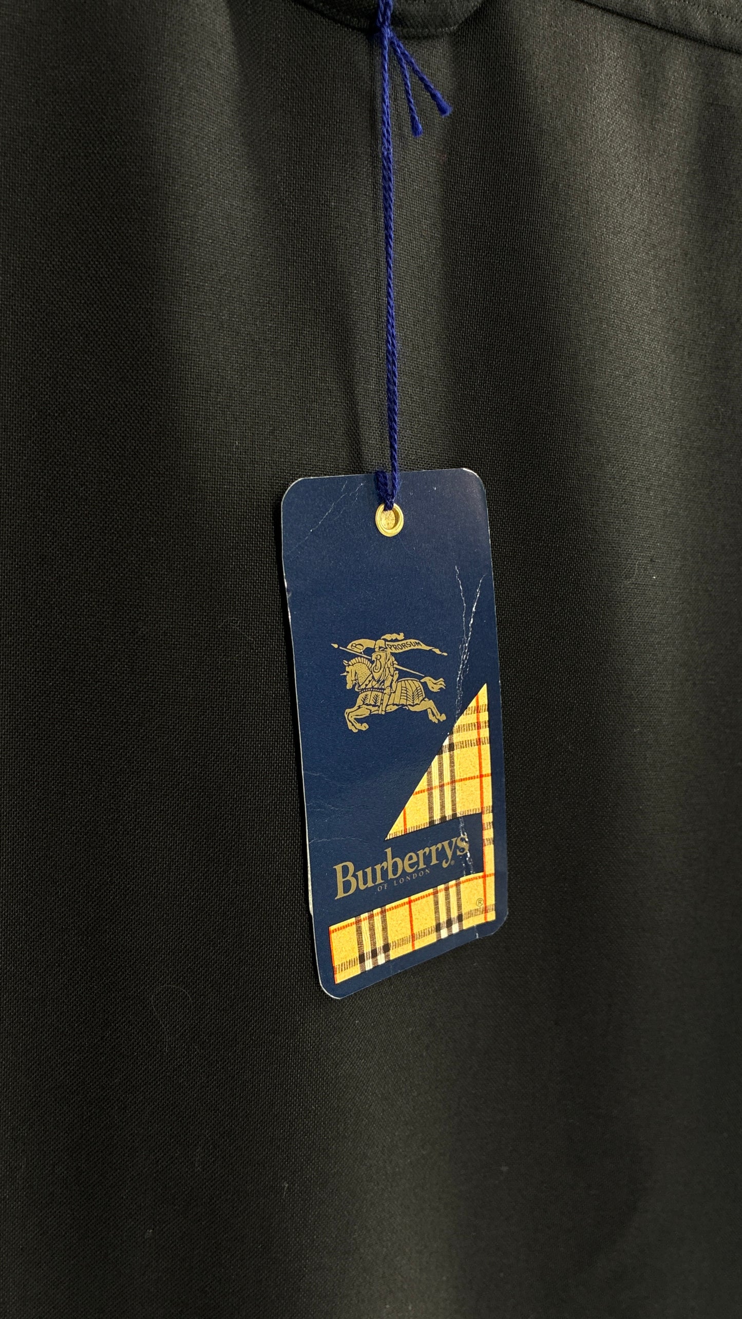 Vintage BURBERRY Black 100% Worsted Cashmere Button Up with Tags Attached (Small)