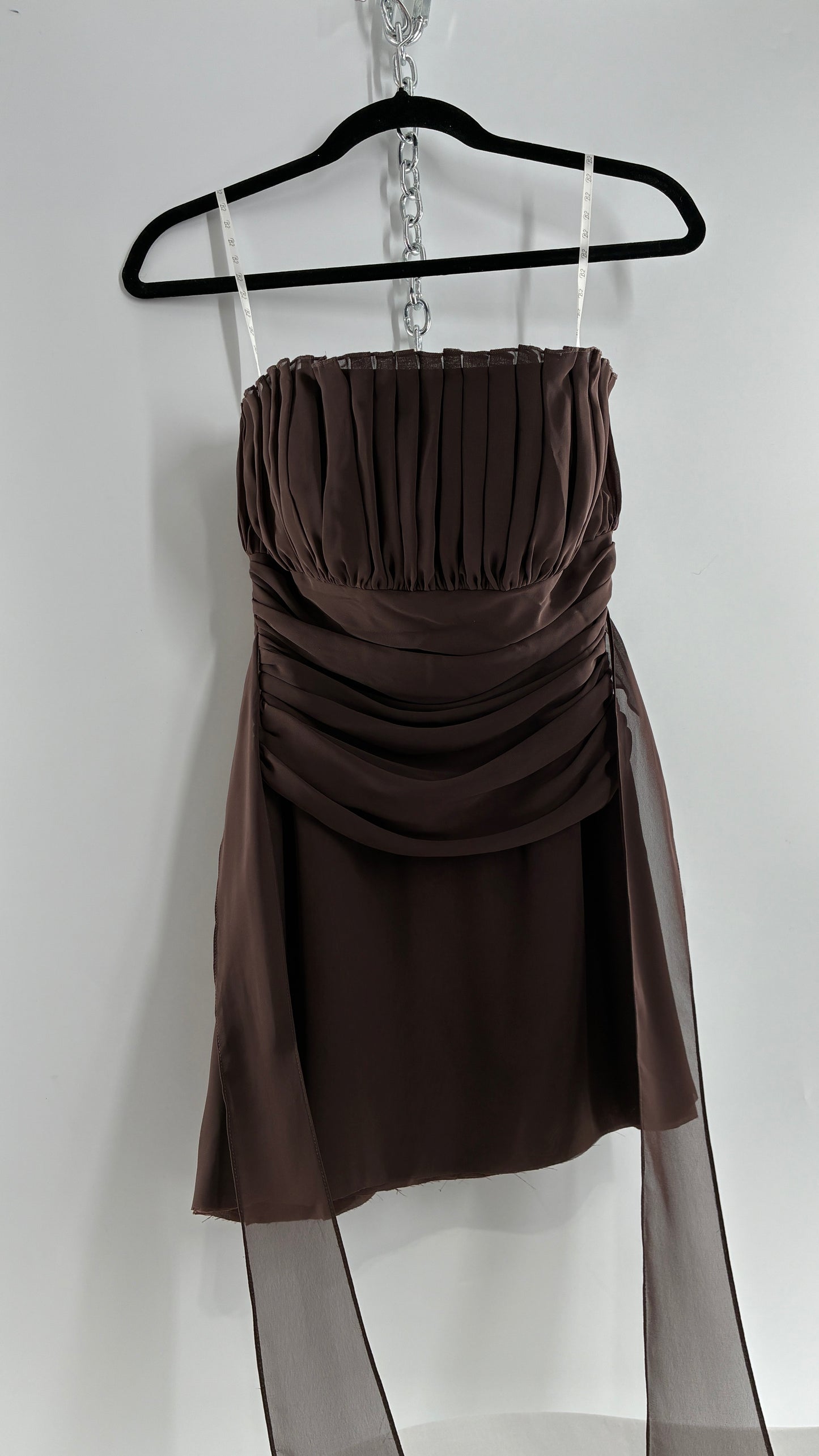Vintage Brown Ruched Chopped Blouse with Pleated Bust (6)