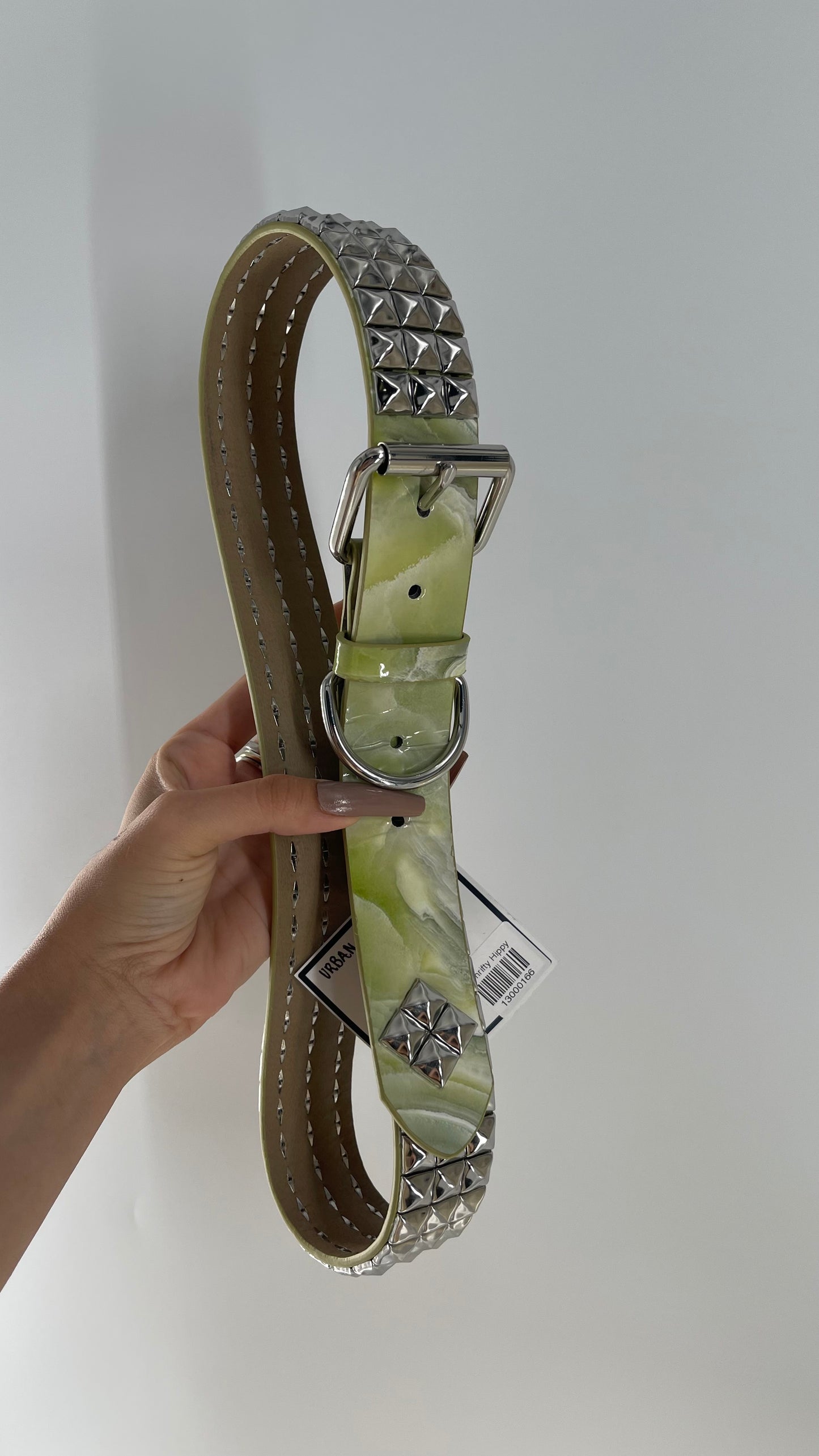 Urban Outfitters Green Marble Studded Belt (Medium)