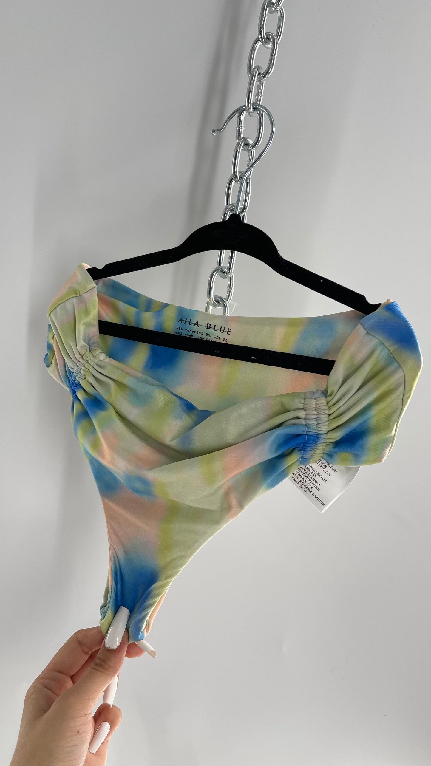 AILA BLUE Pastel Tie Dye Cheeky Swim Bottoms (Small)