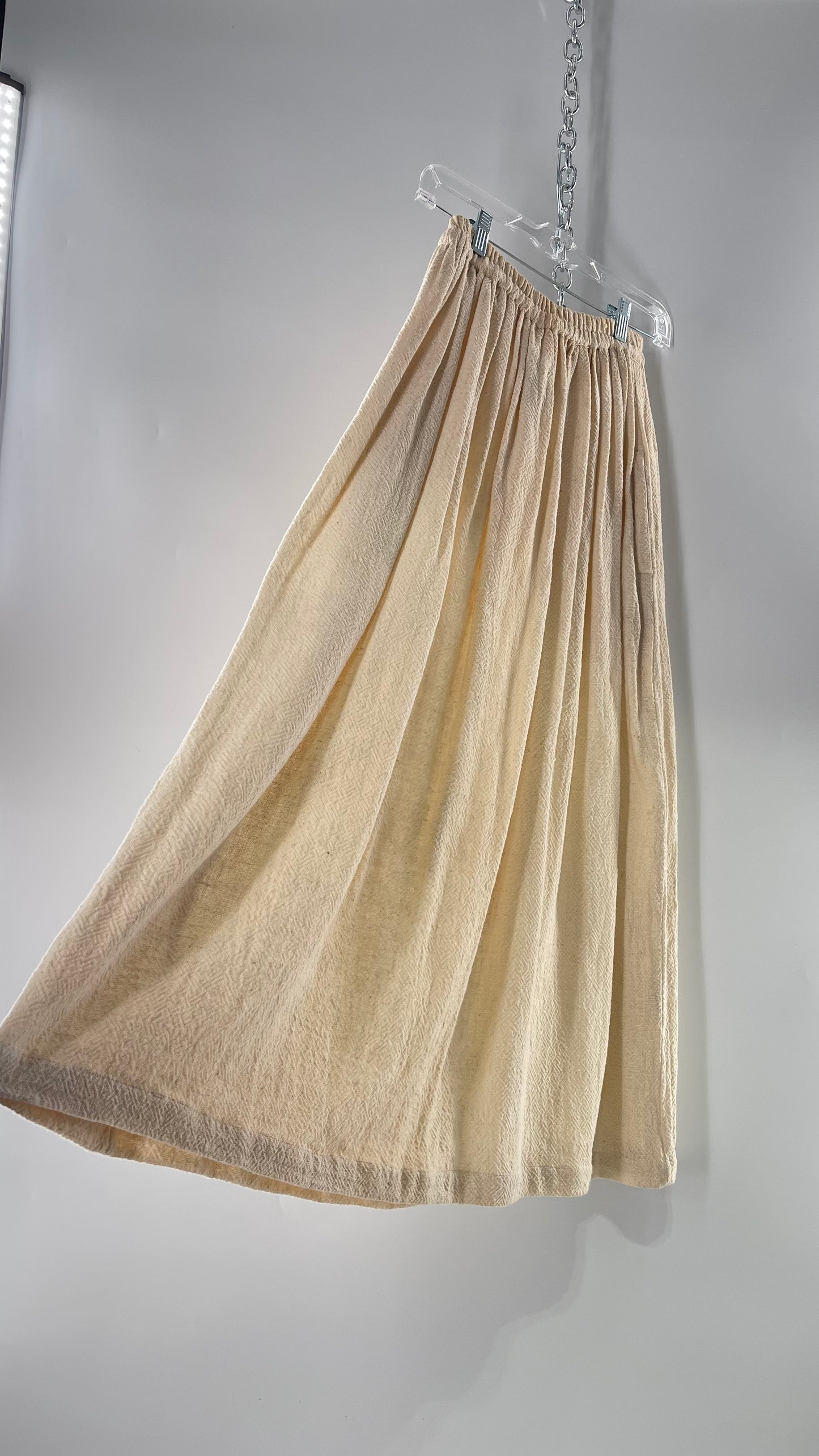 Vintage 1970s SANGAM Imports 100% Cotton White Maxi Skirt Made in India (Medium)