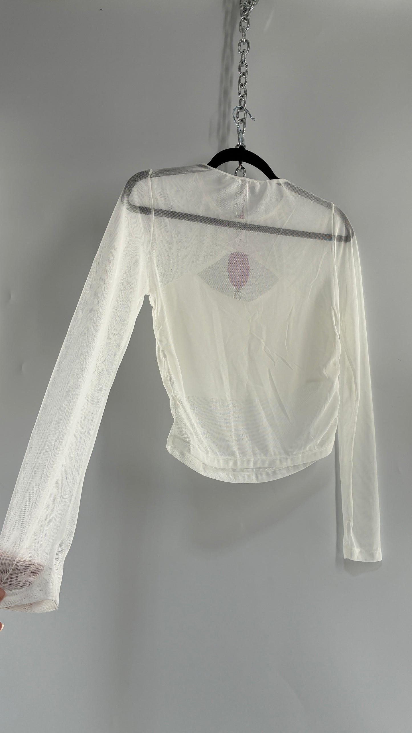 AVID LOVE White Mesh Long Sleeve with Keyhole Bust and Tags (Medium)