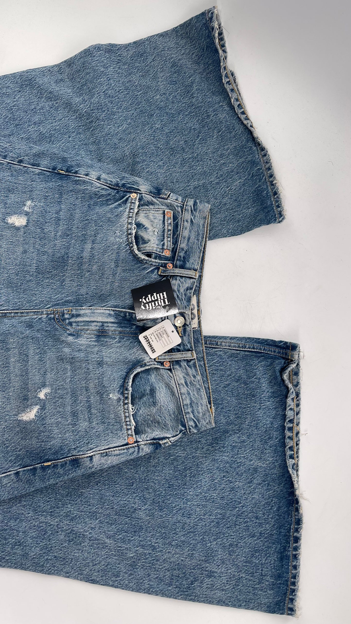 Free People Medium Wash Wide Leg Jeans with Some Distressing and Tags Attached (29)