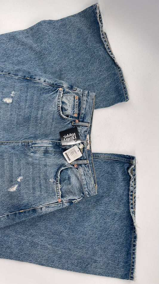 Free People Medium Wash Wide Leg Jeans with Some Distressing and Tags Attached (29)
