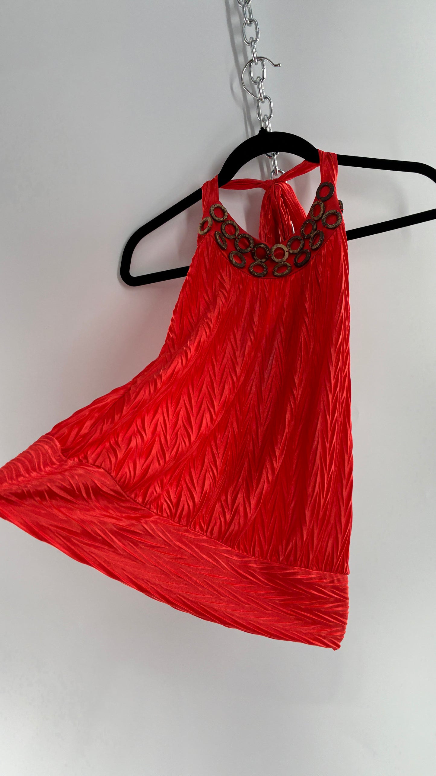 Vintage Bubble Hem Halter with Coconut Details (Small)