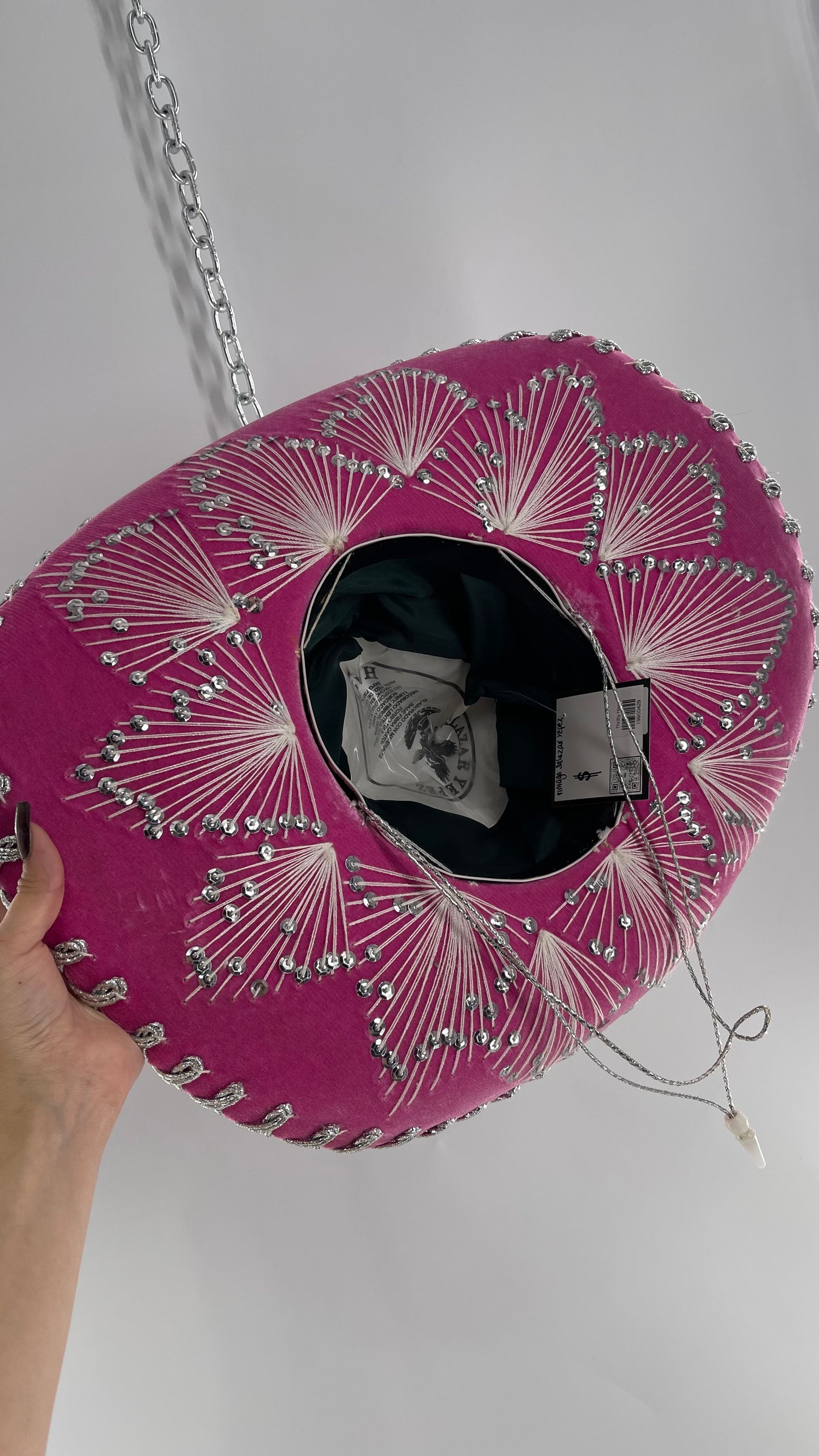 Vintage 1970s Pink and Silver Salazar Yepez Sombrero