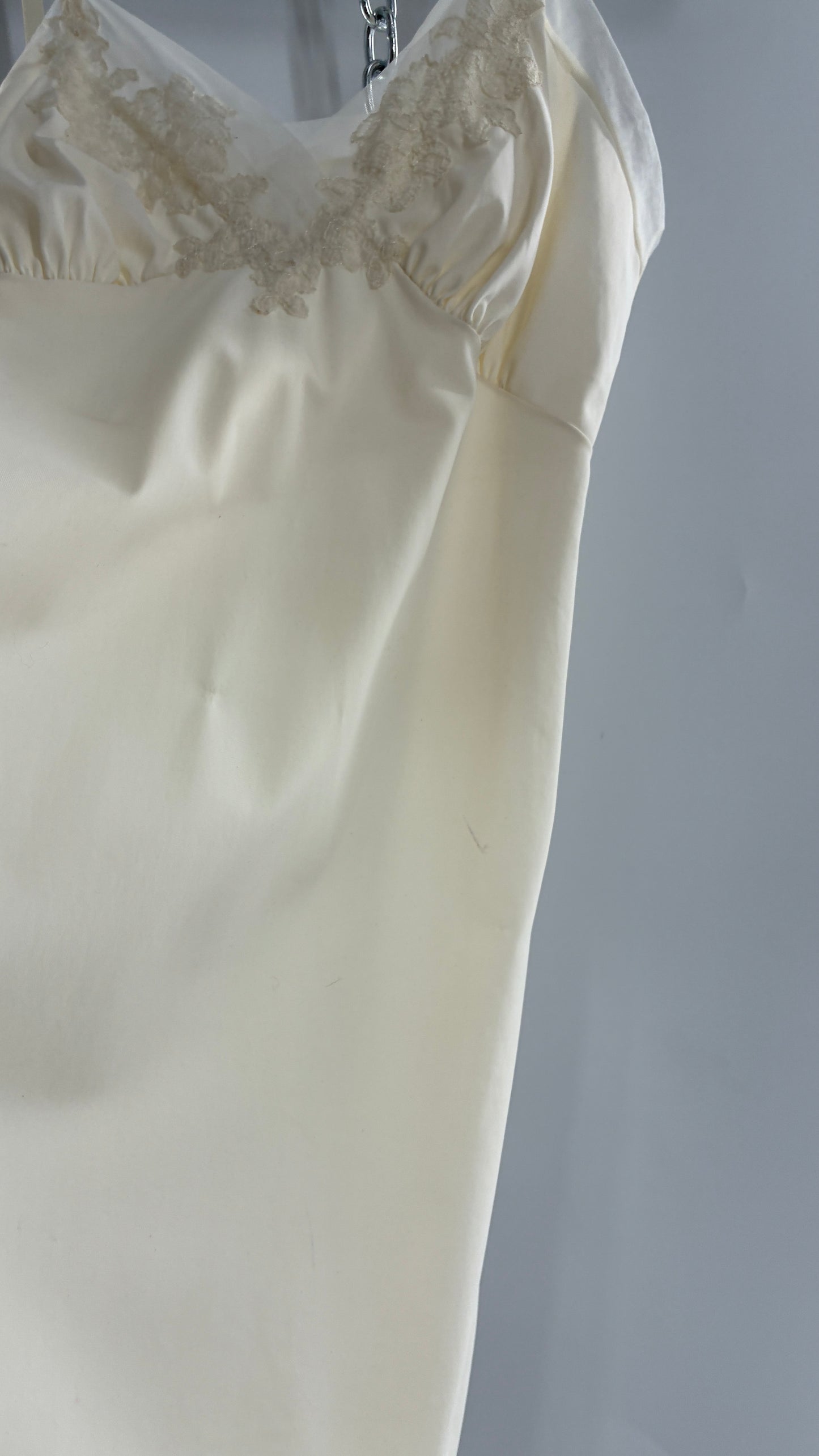 Vintage Van Raalte Suavette Nylon Slip Dress with Pleated, Embroidered Bust (S/34)