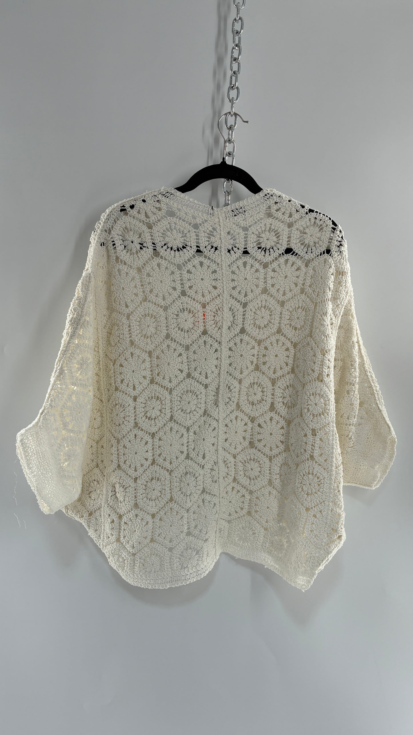 Imported White Crochet Cape from Portugal with Tags Attached