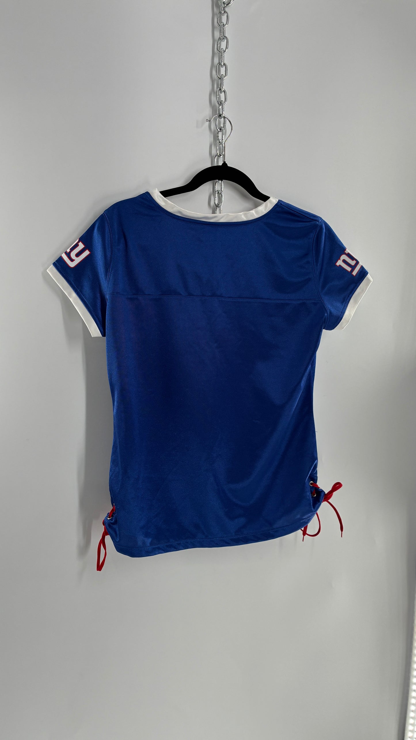 Vintage GIANTS NFL Ribbon Tie Side Jersey with Rhinestone Details (Large)