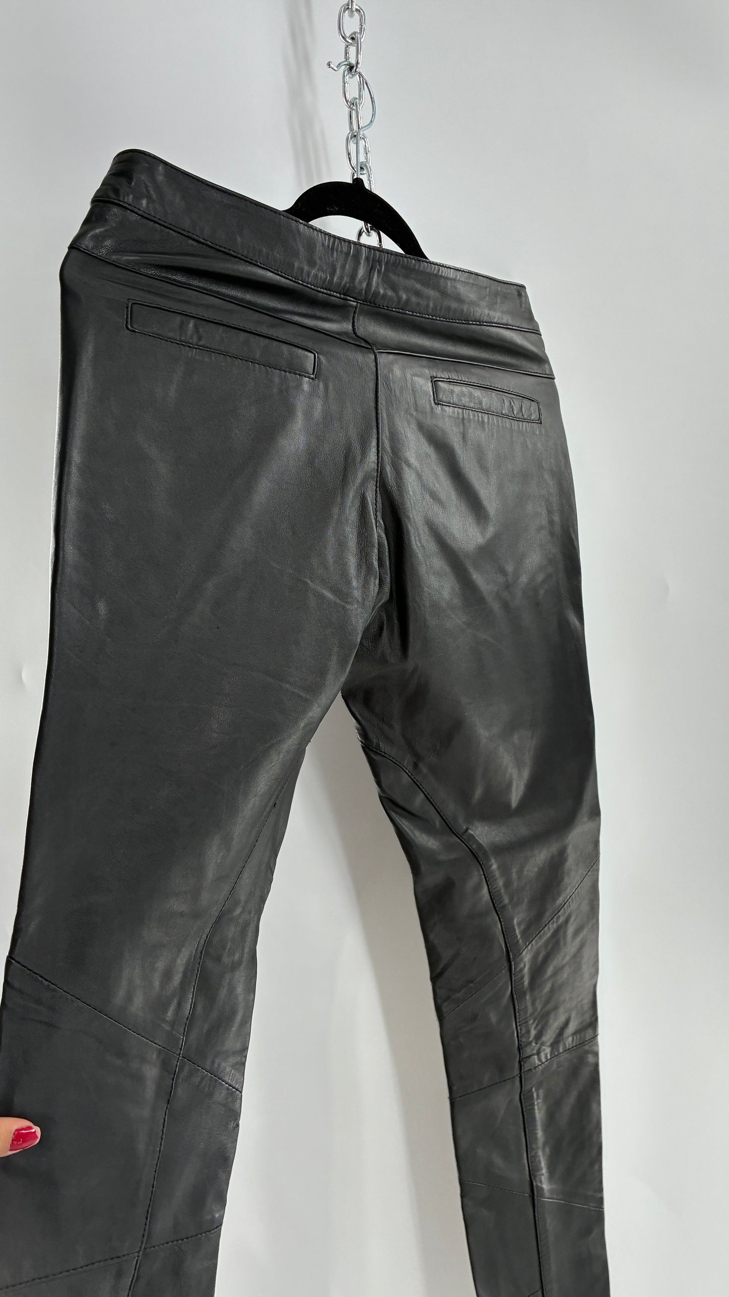 ASOS Low Rise Genuine Leather Patchwork Style Motorcycle Pants (6)