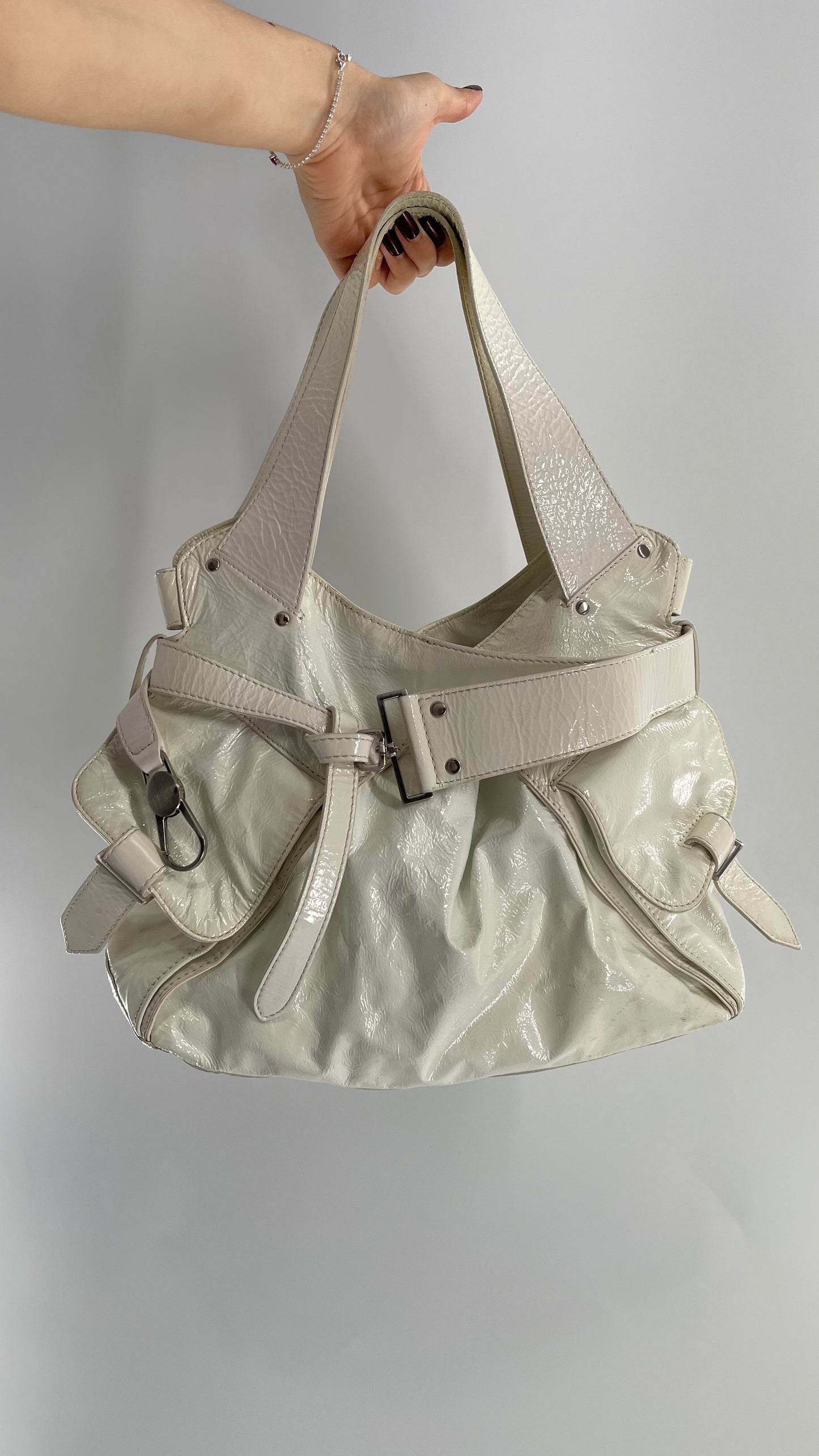 Vintage 1990s White Buckle Bag