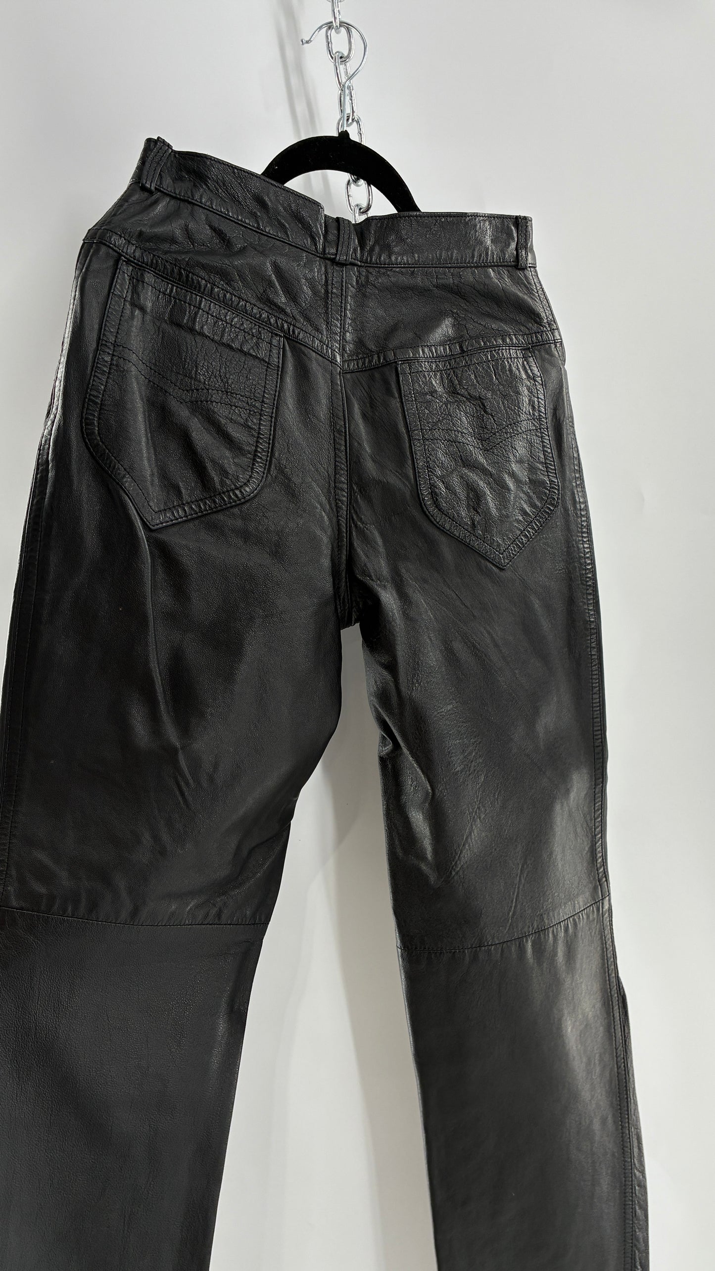 Vintage LILLIE RUBEN High Waisted Black Thin Leather Pants (6)