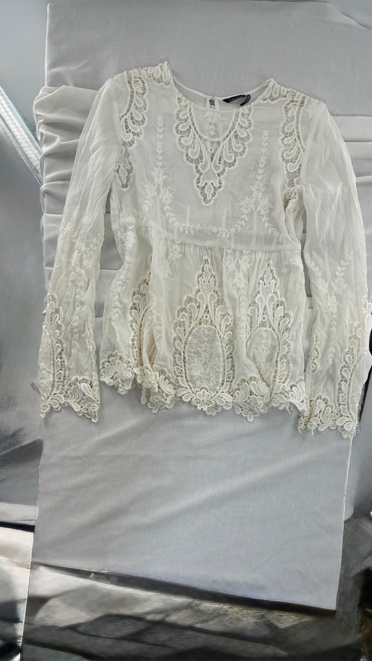 Vintage DOLCE VITA Eyelet Lace Blouse (Medium)