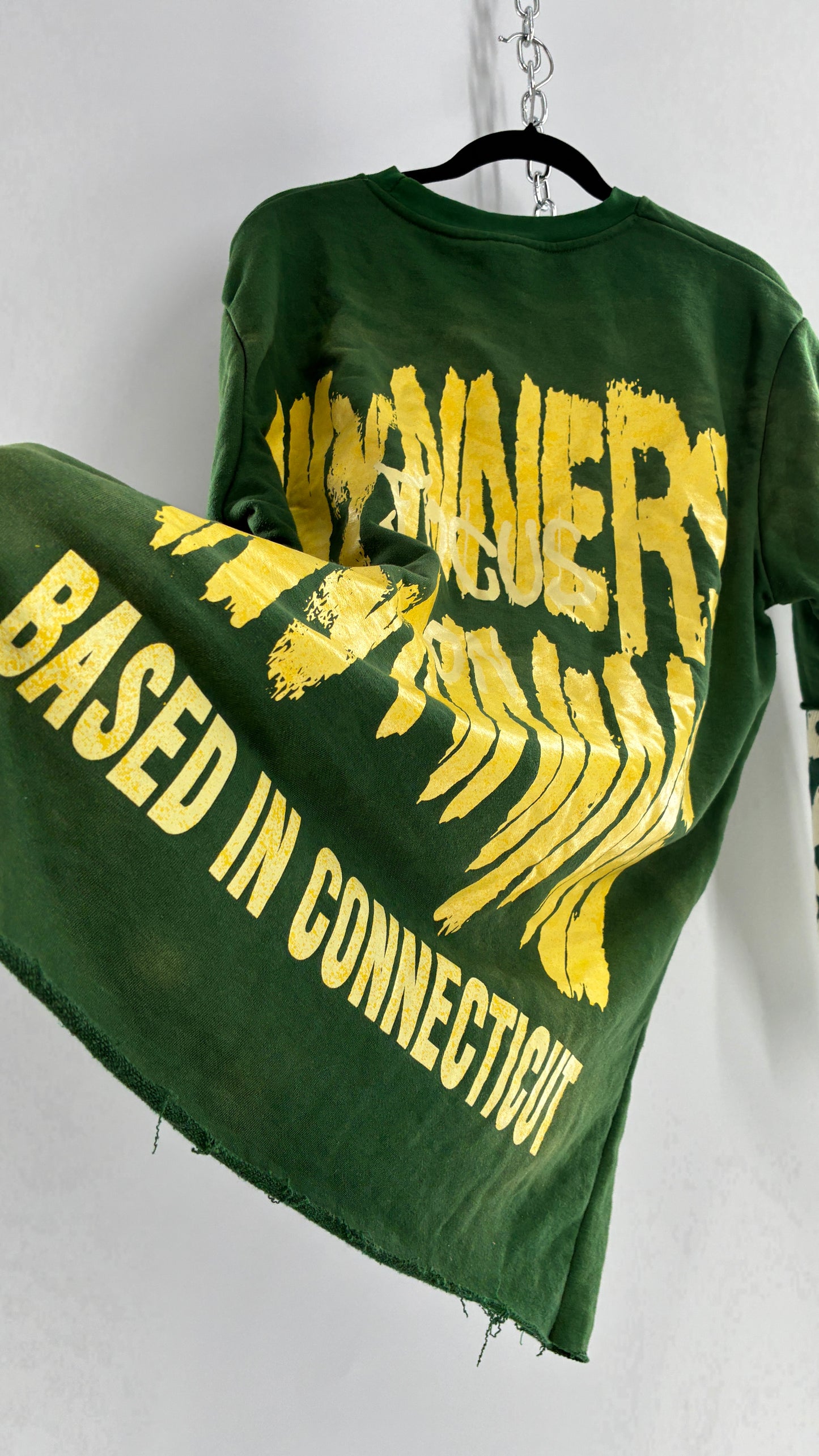 WYN Green Paint Splattered Henley/Baggy T Shirt Men’s Long Sleeve (XXXL)