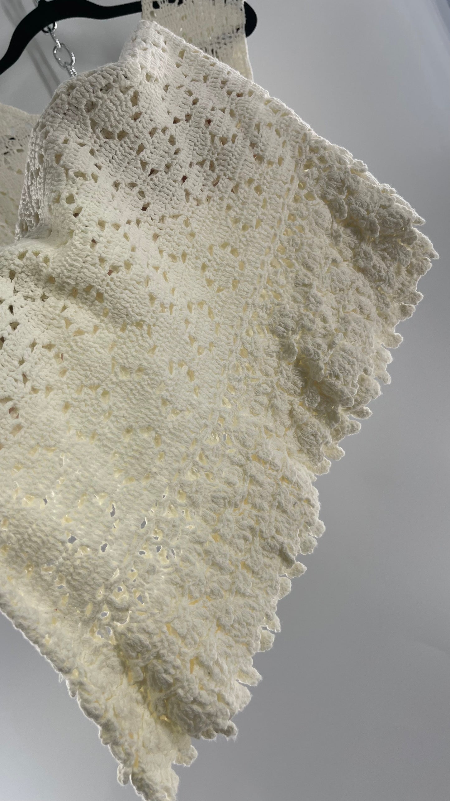 Anthropologie White Crochet Knit MIDI Dress with Tags Attached