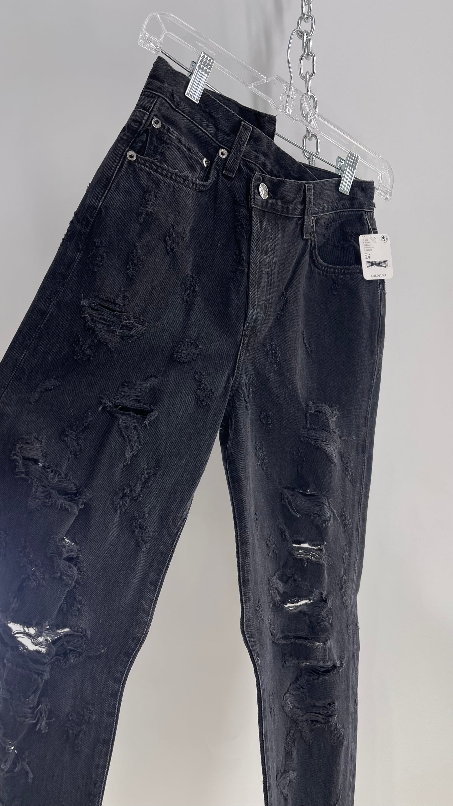 Free People Grey/Black Distressed Jeans with Tags Attached (24)