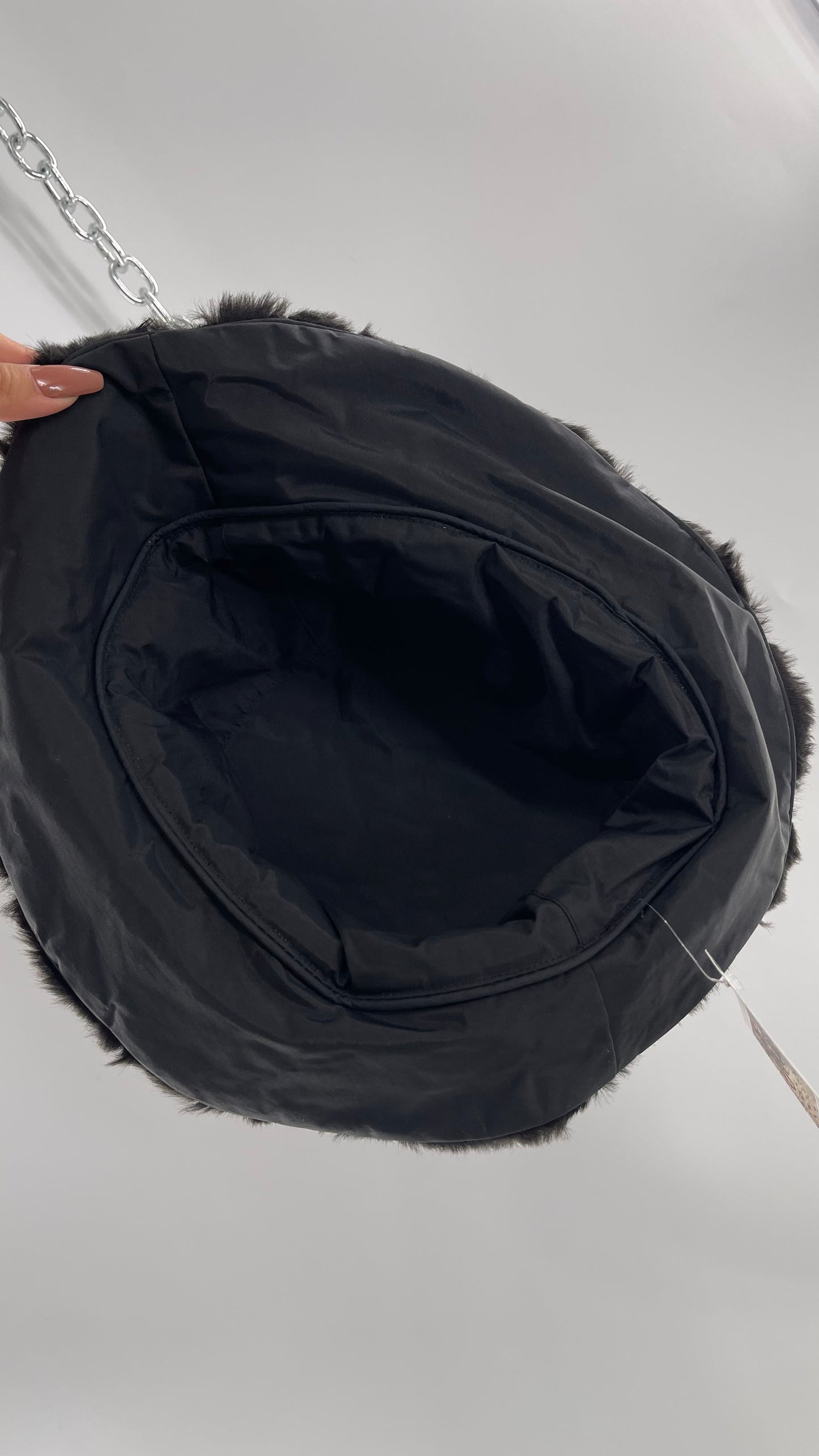 Vintage Black Fluffy Furry Reversible Bucket Hat
