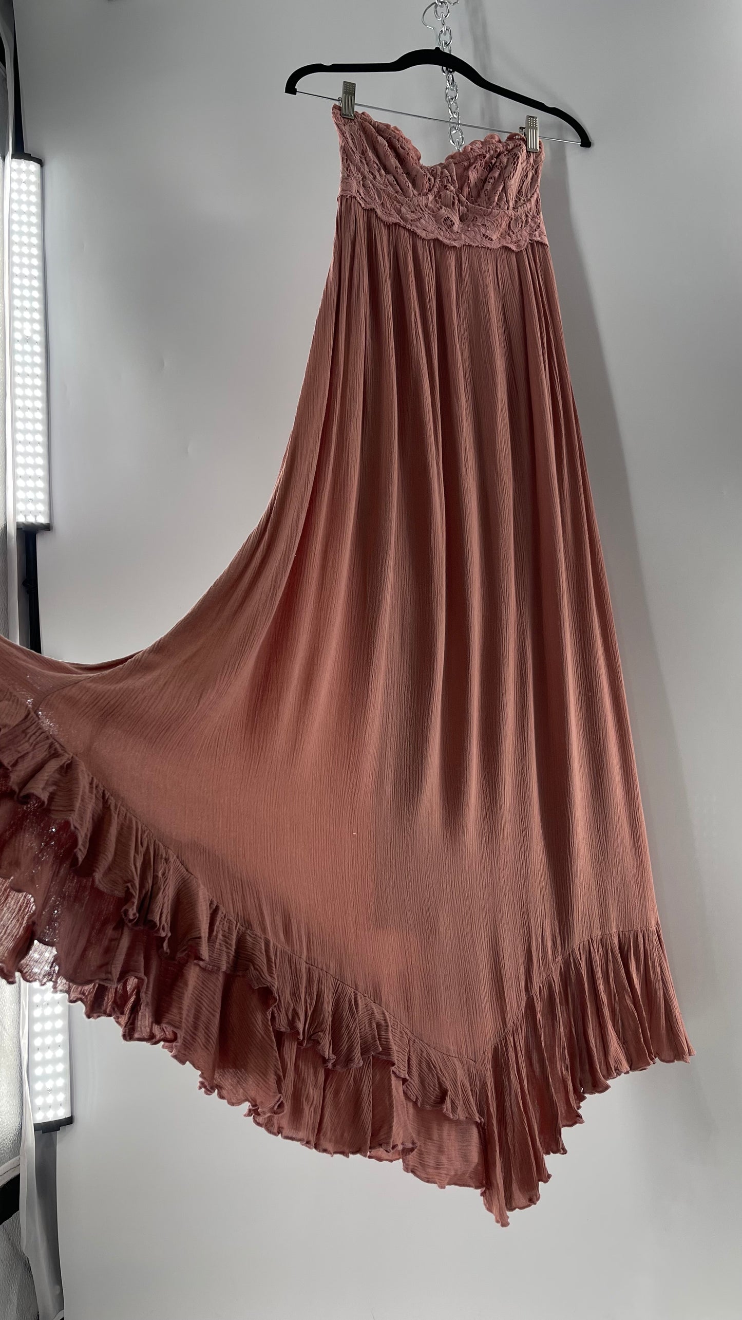 Free People Adella Mauve/Dusty Pink Full Length Maxi Dress (Small)