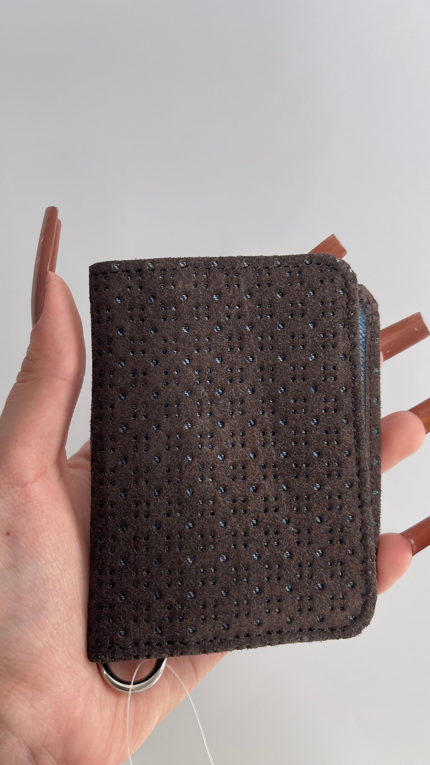 Free People Brown Suede Wallet with Denim Lining