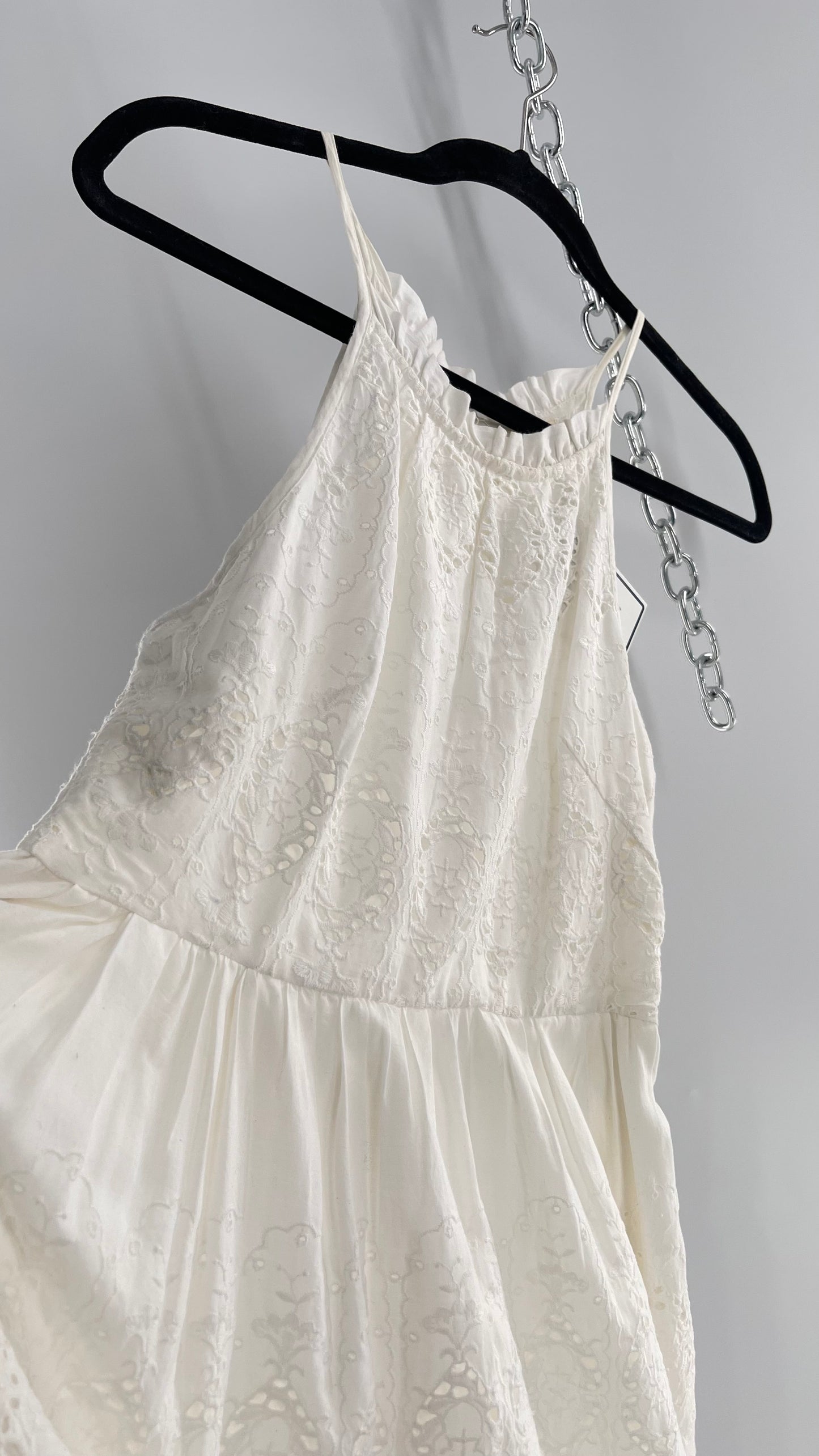 Maeve White Eyelet Tiered Lace Cotton Midi Dress (2)