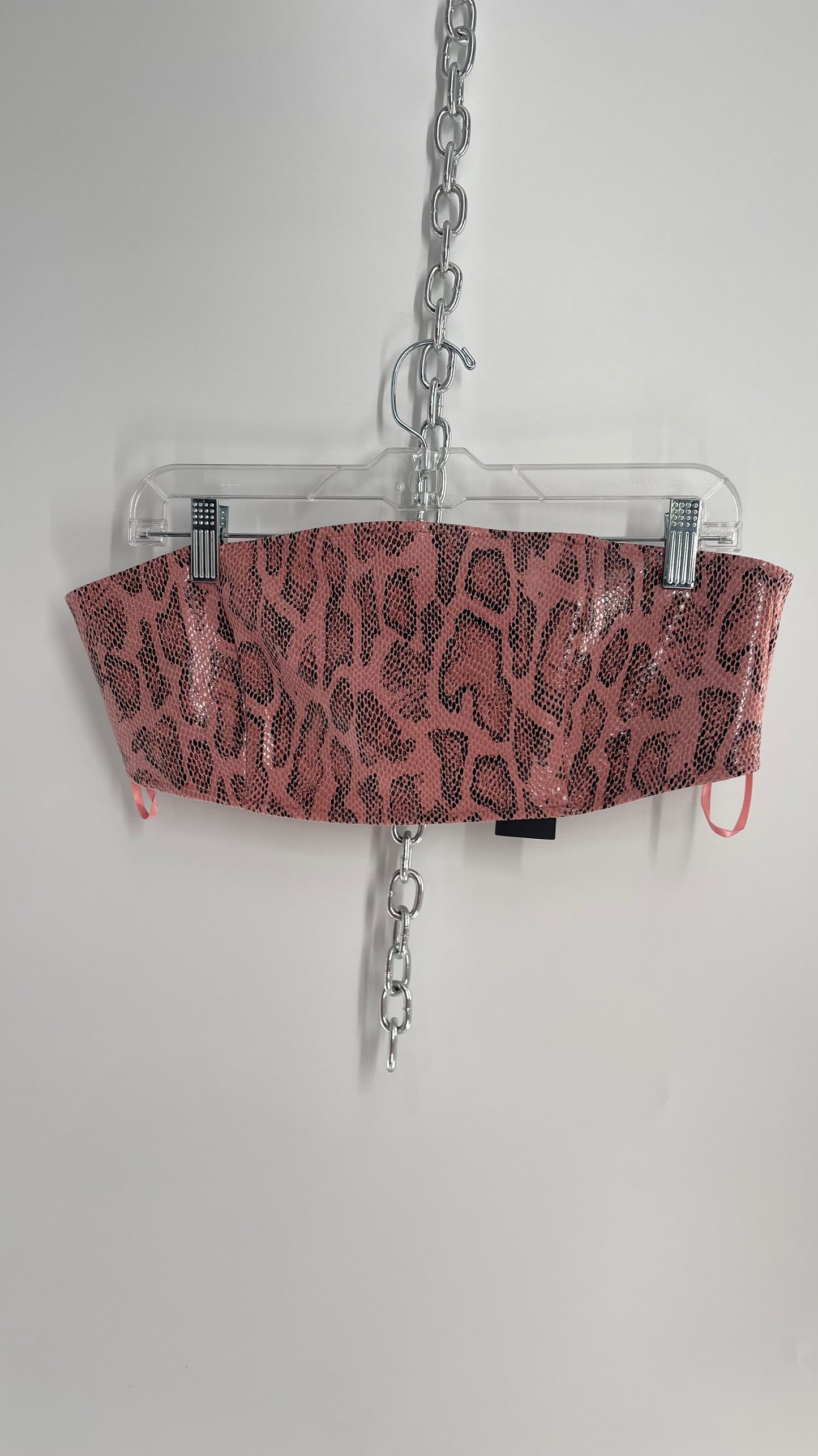 MOTEL Pink Snakeprint Bandeau with Tags Attached (XL)