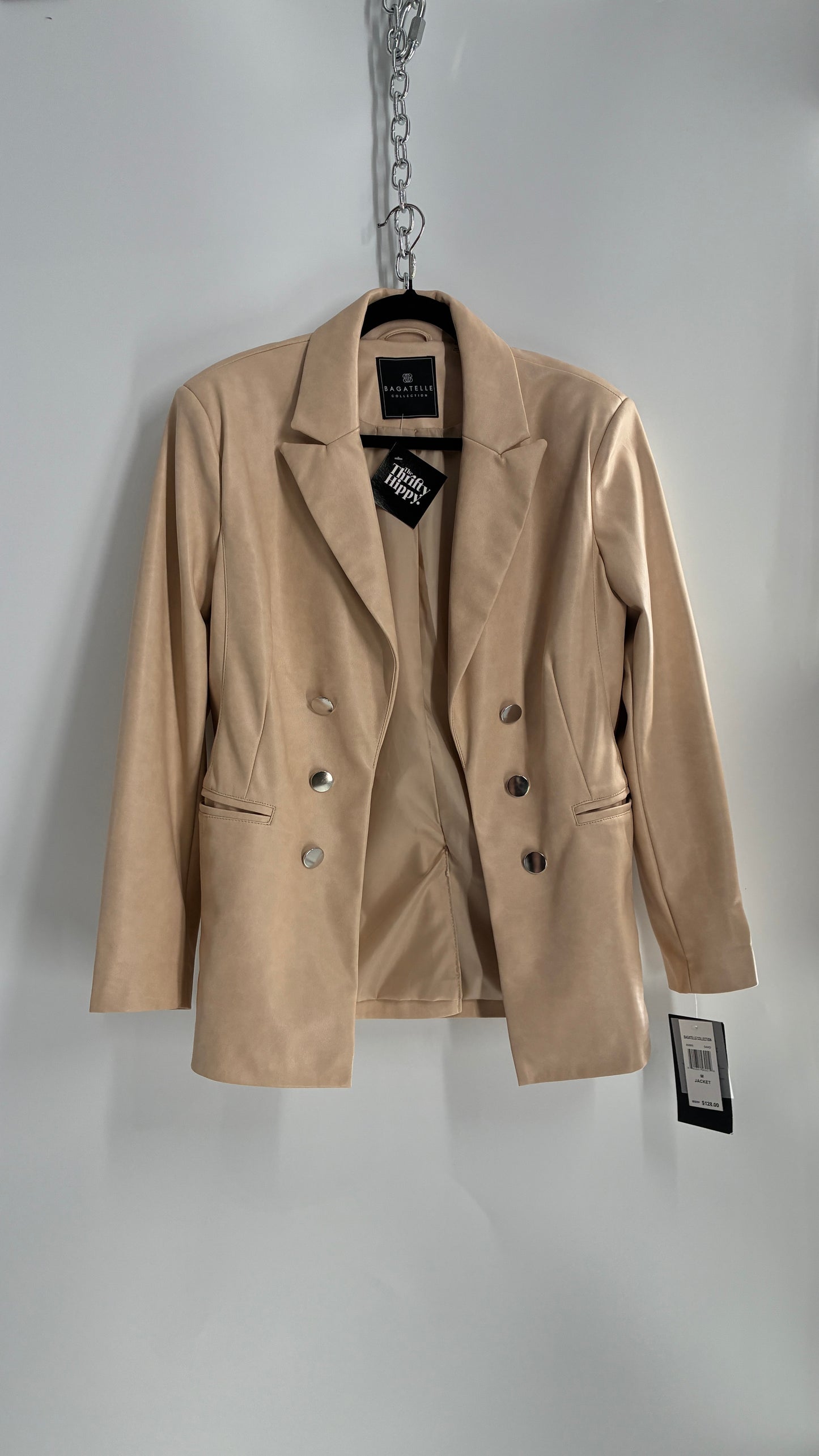 BAGATELLE Vegan Leather Cream Beige Blazer Jacket with Tags Attached (Medium)
