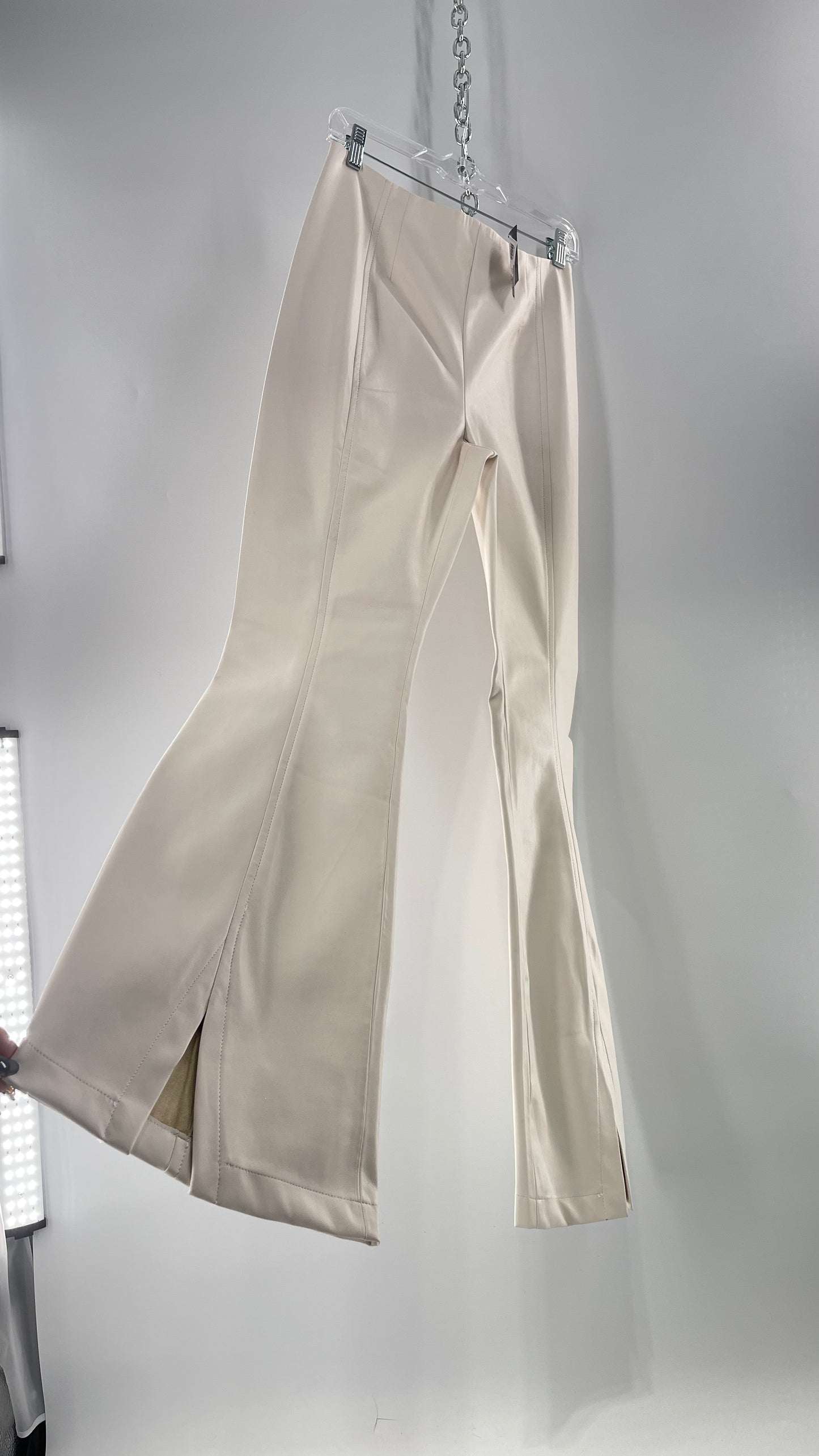 Free People White Cream Faux Flare Leather Pants (29)