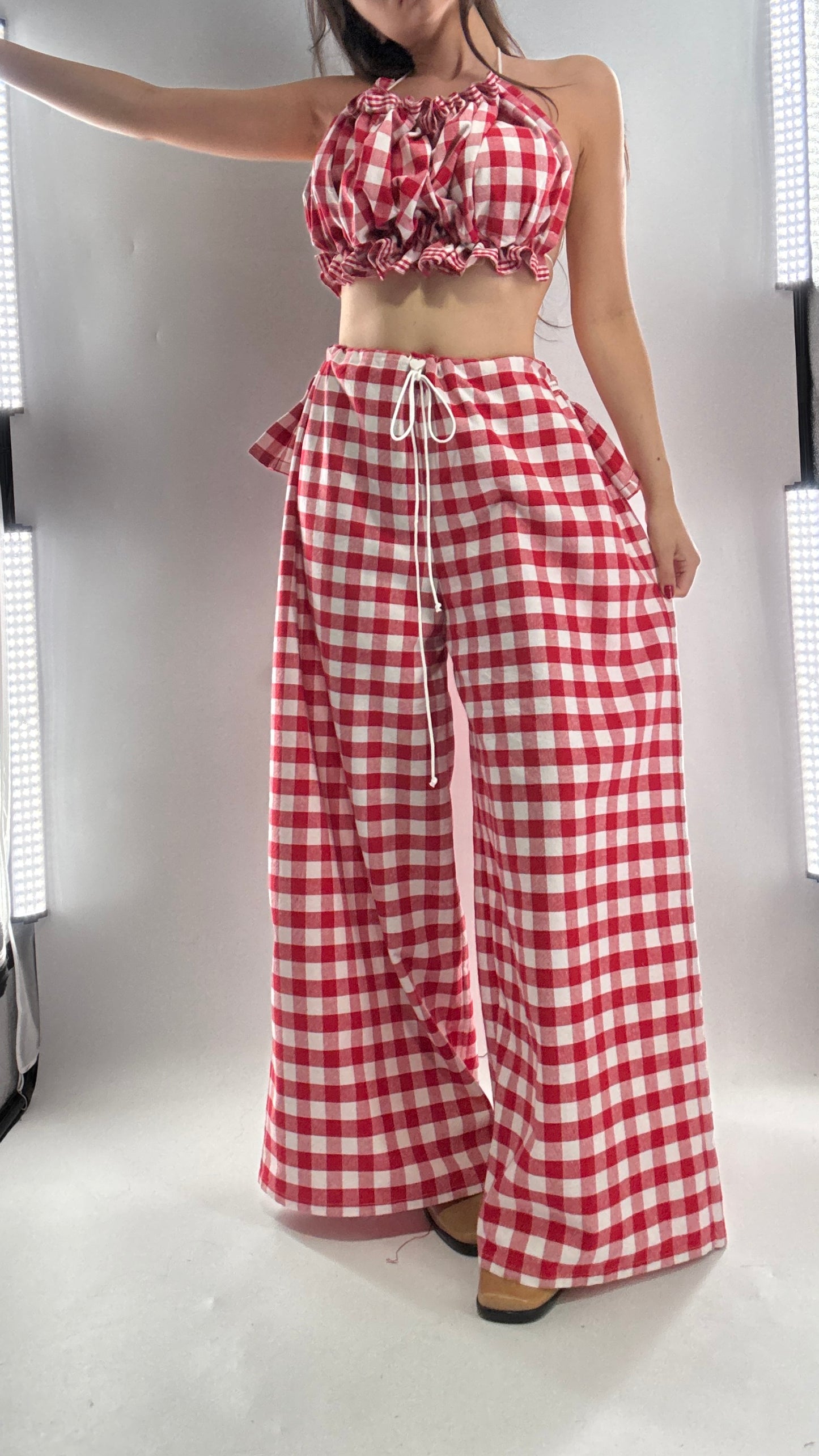 Vintage Handmade Picnic Red/White Gingham Two Piece Set (XS-L)