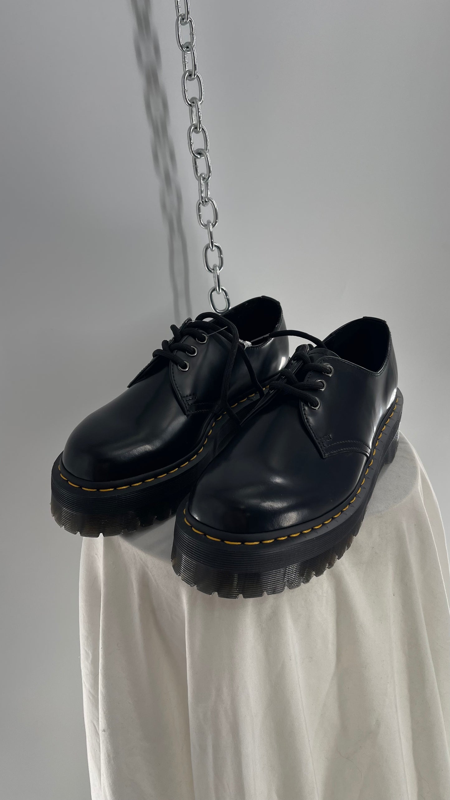 Dr.Martens Black Patent 1461 Quad li Leather Platform Oxfords (8.5L, 7.5M)