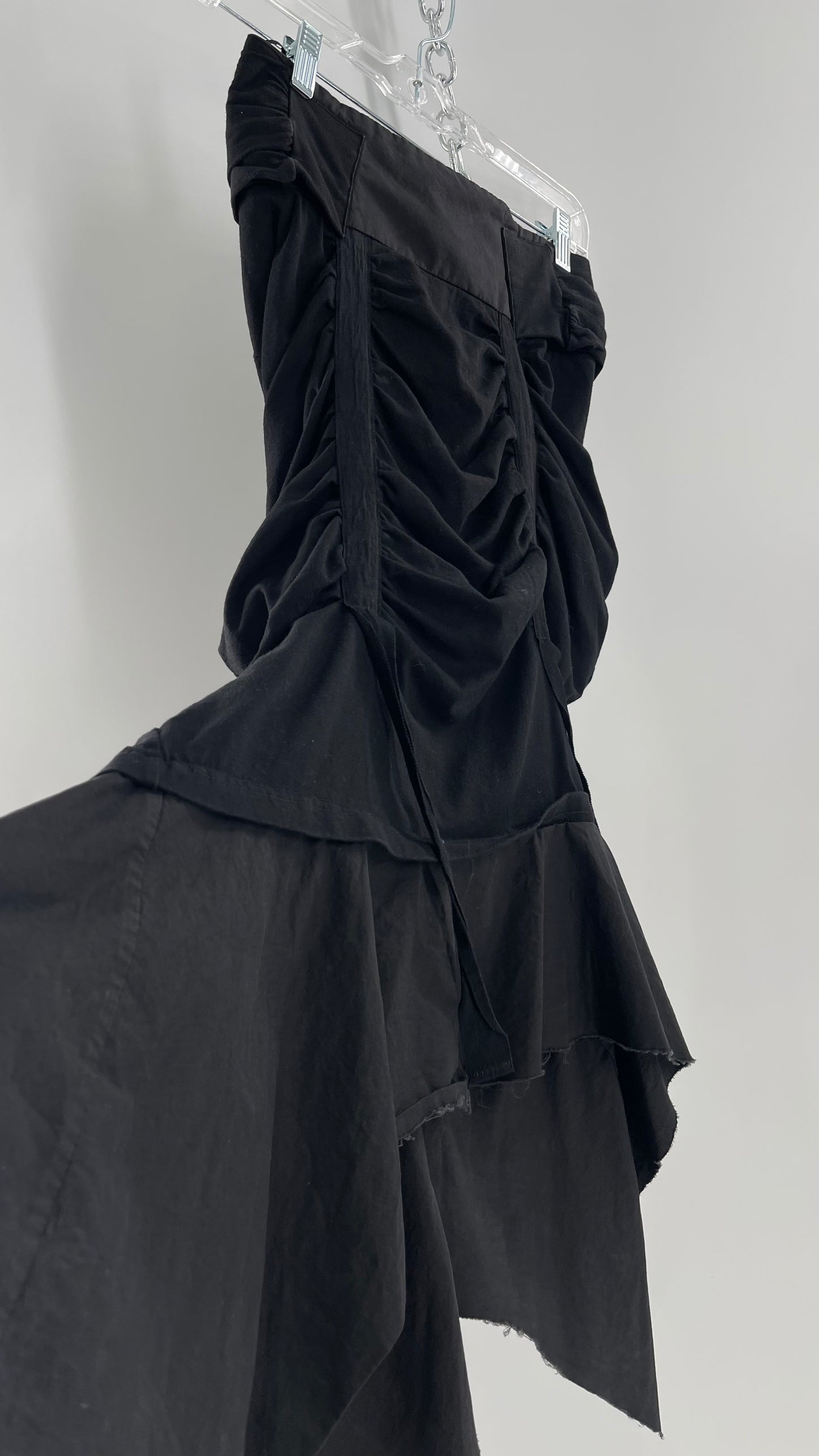AGANOVICH Black TS50 Jersey Ruched Asymmetric Cargo Skirt with Gold Zipper (0)