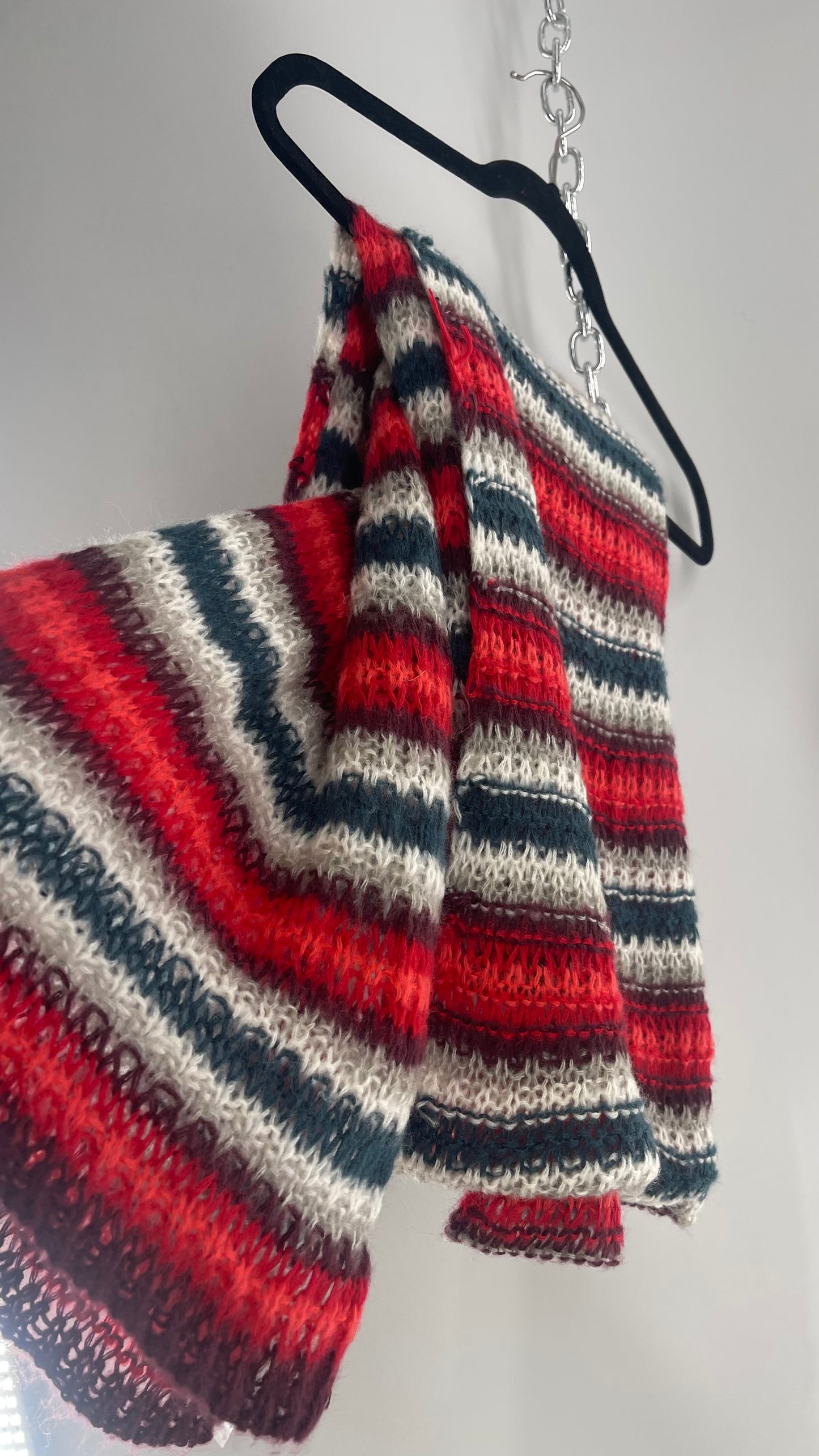 Open Knit Scarf Gray Tones