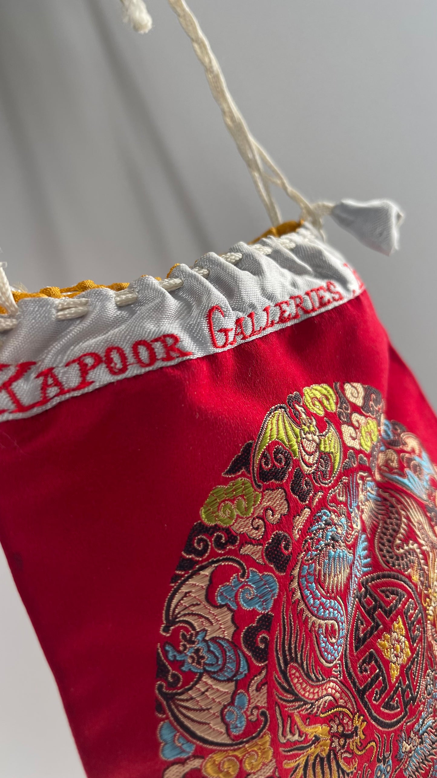 KAPOOR GALLERIES Vintage Red Silk Embroidered Pouch Purse
