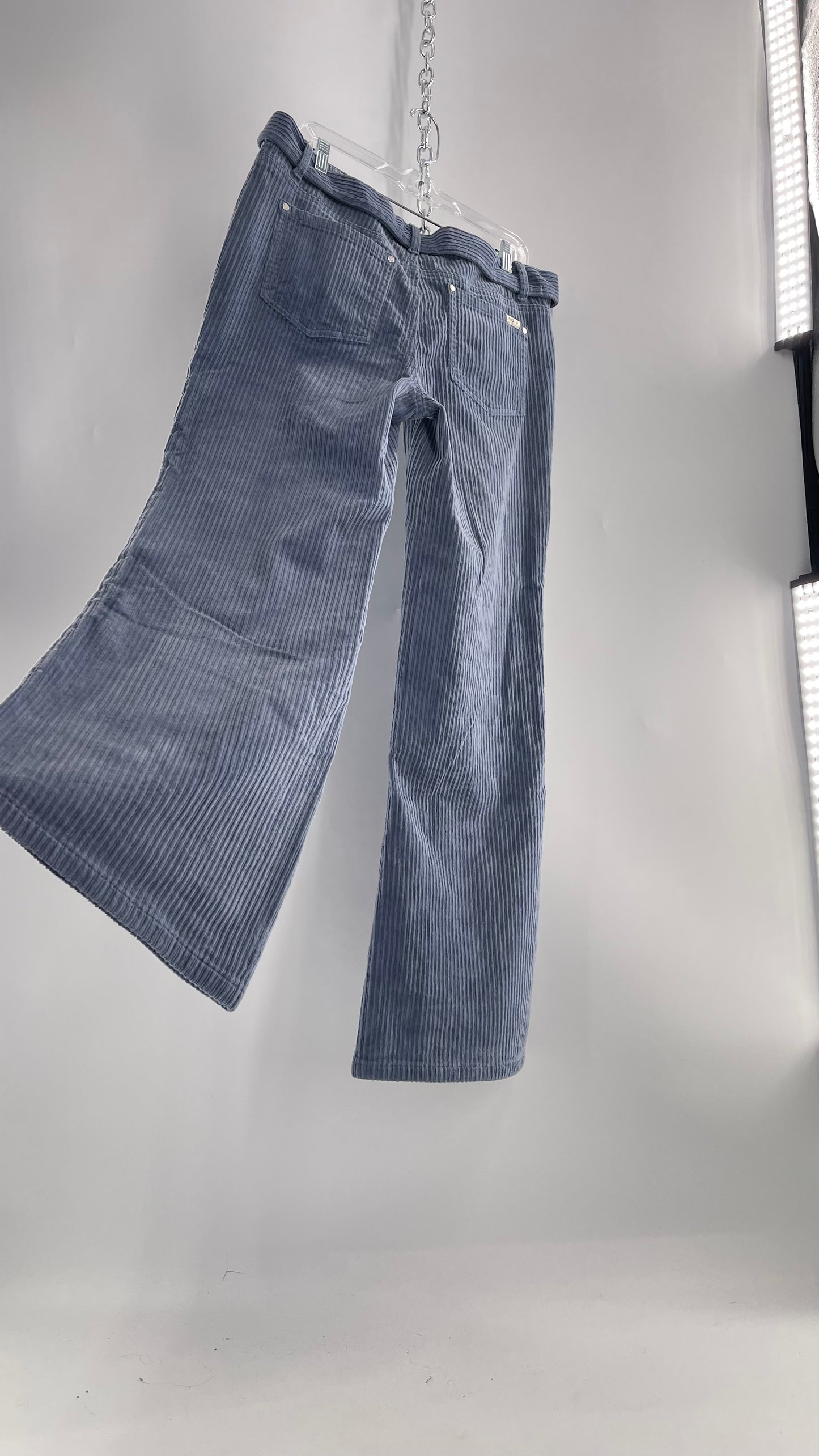 MILK IT Recycled Powder Blue Corduroy Low Waist Grommet Buckle Folk Jean with Tags Attached (16)