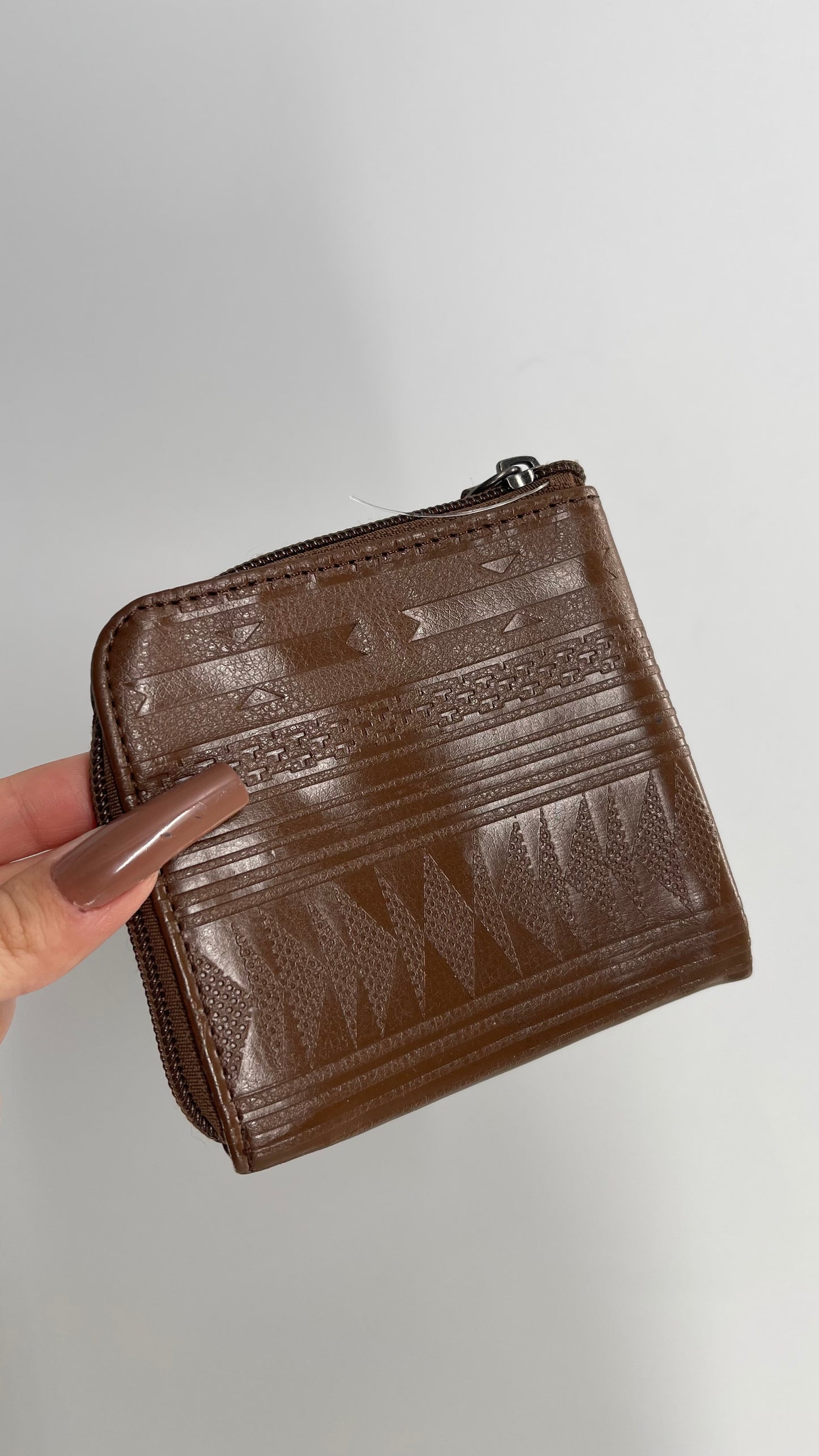 RVCA Vegan Brown Leather Embossed Wallet