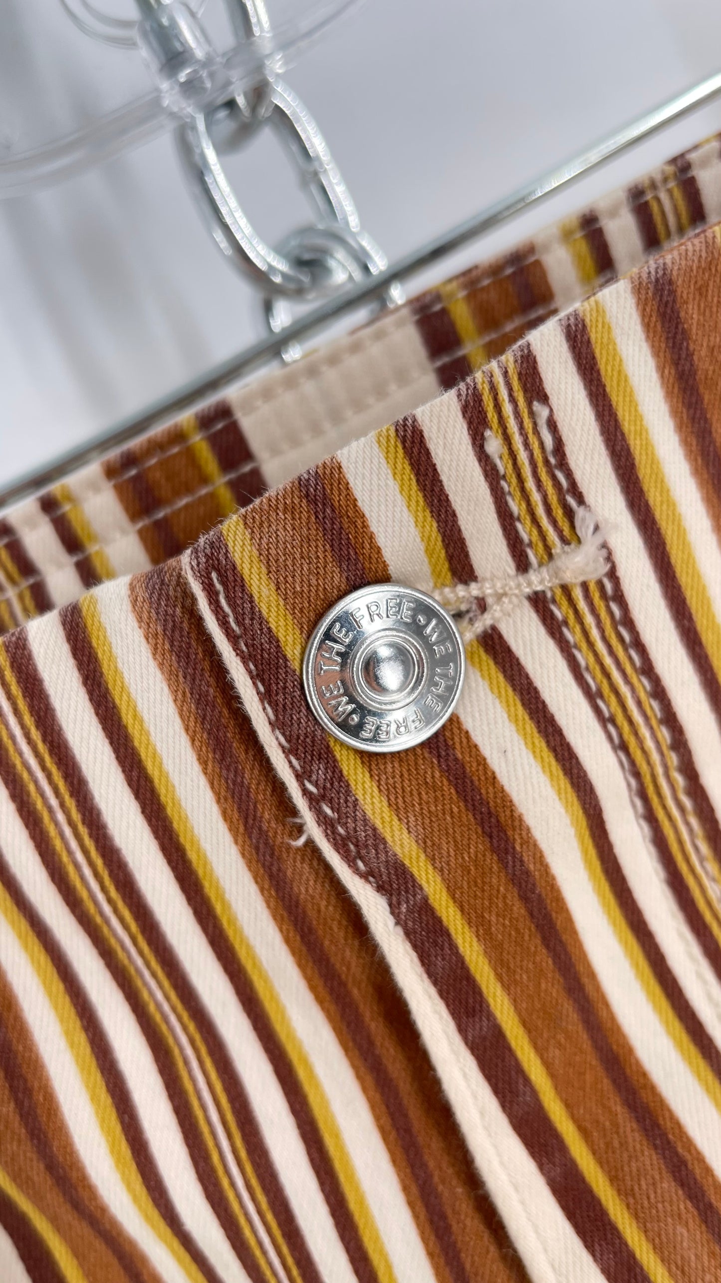 Free People 70s Striped Mustard and Rust Tones Flare Leg Bell Bottoms (33)